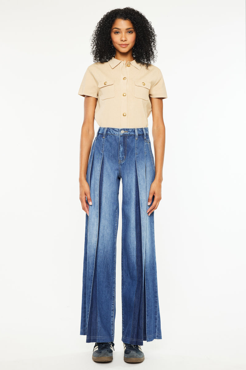Josie High Rise Wide Leg Jeans for Women - Stretchy Comfort Denim Pants, Vintage Retro Style, Plus Size Available - Perfect for Casual Outfits, Date Nights & Office Wear