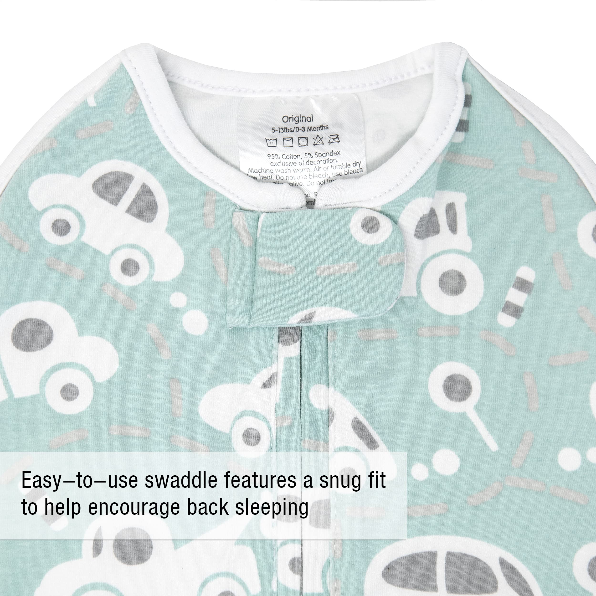 Original Baby Swaddle Blanket - Soft Cotton Wearable Infant Wrap for Newborns 0-6 Months (14-19 lbs) - Buzzy Cars Design - Perfect for Soothing, Sleep & Swaddling at Home or On-the-Go