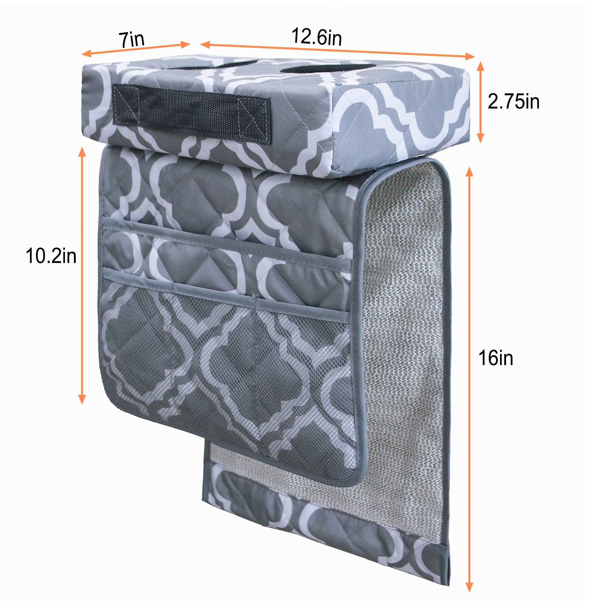 MDSTOP Detachable Sofa Armrest Holder & Couch Caddy - Universal Couch Coaster Organizer for Drinks, Game Controller, Remote, Snacks, Phone, Magazines - Perfect for Living Room, Bedroom & Car (Grey+White)