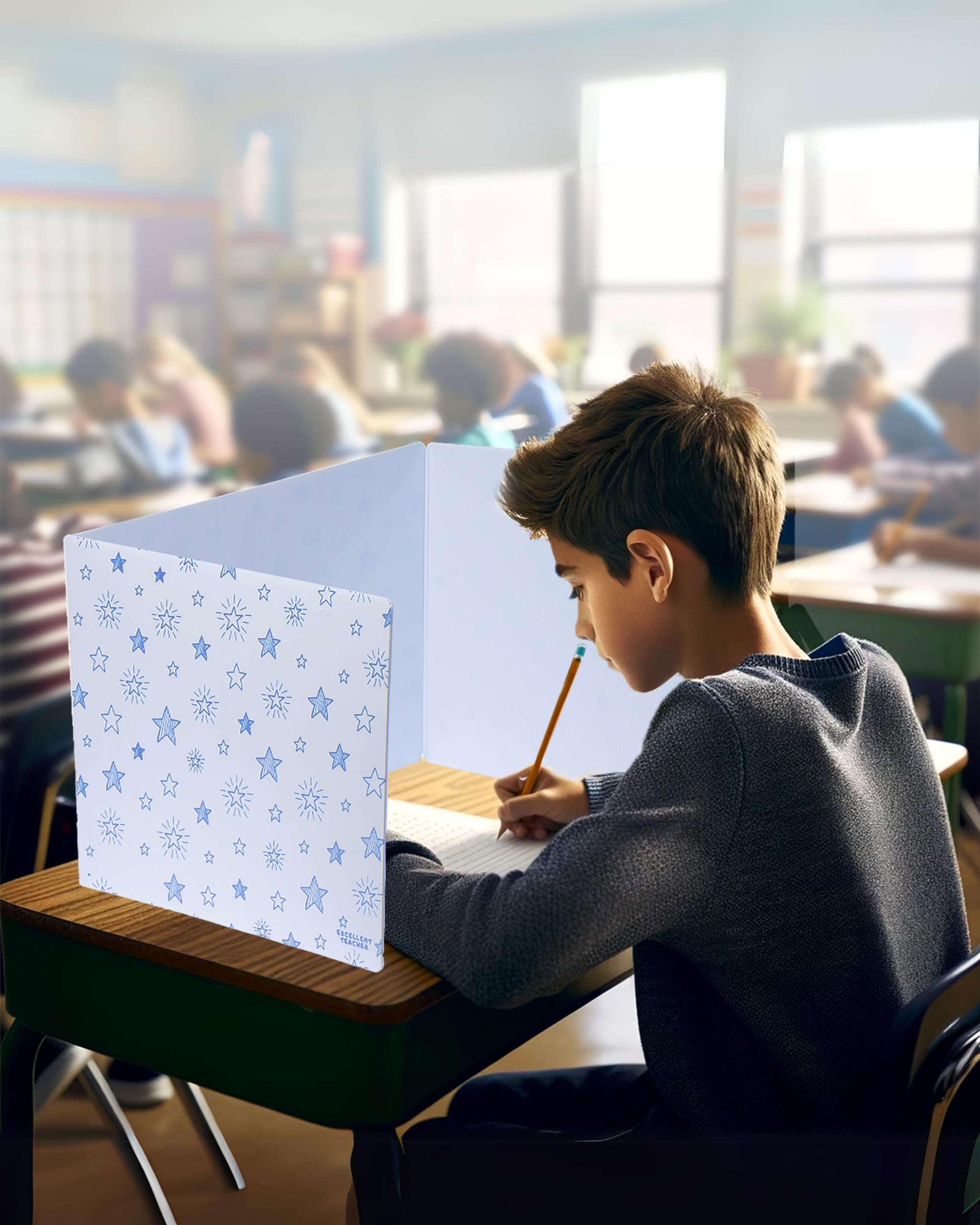 Durable Plastic Privacy Folders for Students - Erasable Desk Dividers for Classroom & Testing