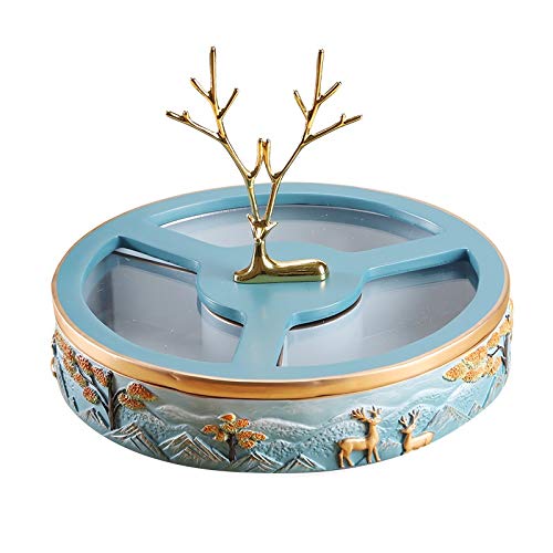 Blue Compartment Serving Tray with Lid - 27x7cm Snack Organizer for Nuts, Candy, Dried Fruits - Perfect for Home Decor, Kitchen Storage & Party Platter