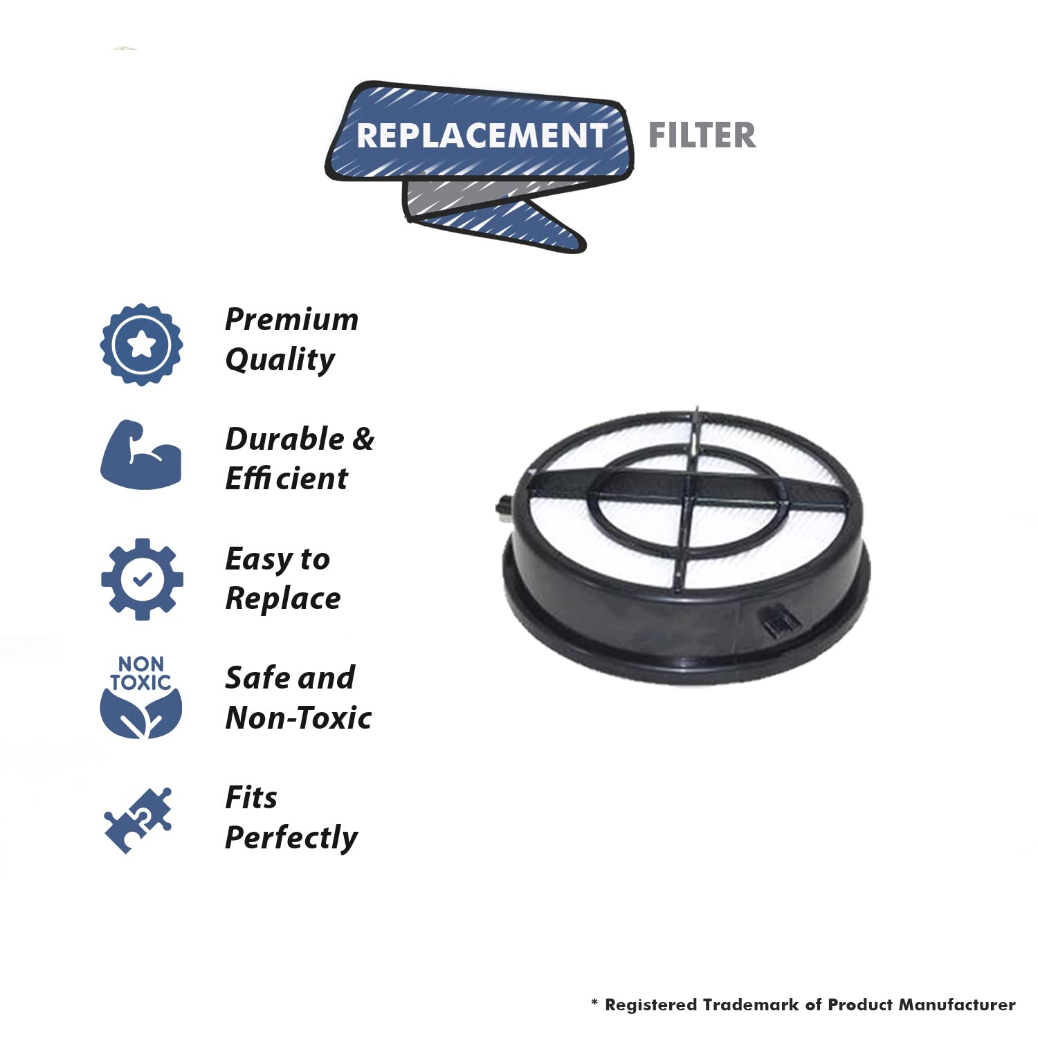 Bissell 1650 Upright Vacuum Cleaner HEPA Filter Replacement Part #1606751 Compatible - High Efficiency Dust & Allergen Removal for Pet Hair, Hard Floors & Carpets