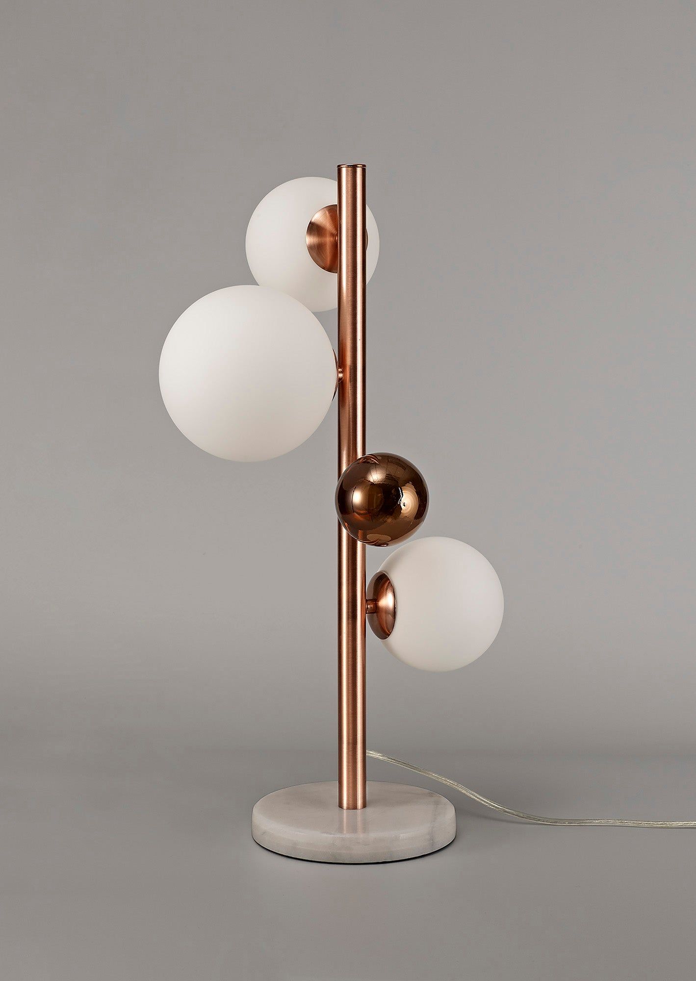 Modern Austin Table Lamp - 1/3Lt x G9 Bulb - Copper & Opal, Polished Chrome & Iridescent, Polished Chrome & Black Options - Smoked Glass Shade IP20 - Perfect for Bedroom, Living Room, or Office Lighting