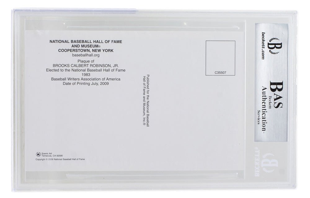 Authentic Brooks Robinson Autographed Slabbed Orioles Hall of Fame Plaque Postcard - BAS 100 Certified | Perfect for Baseball Memorabilia Collections & Sports Fan Gifts