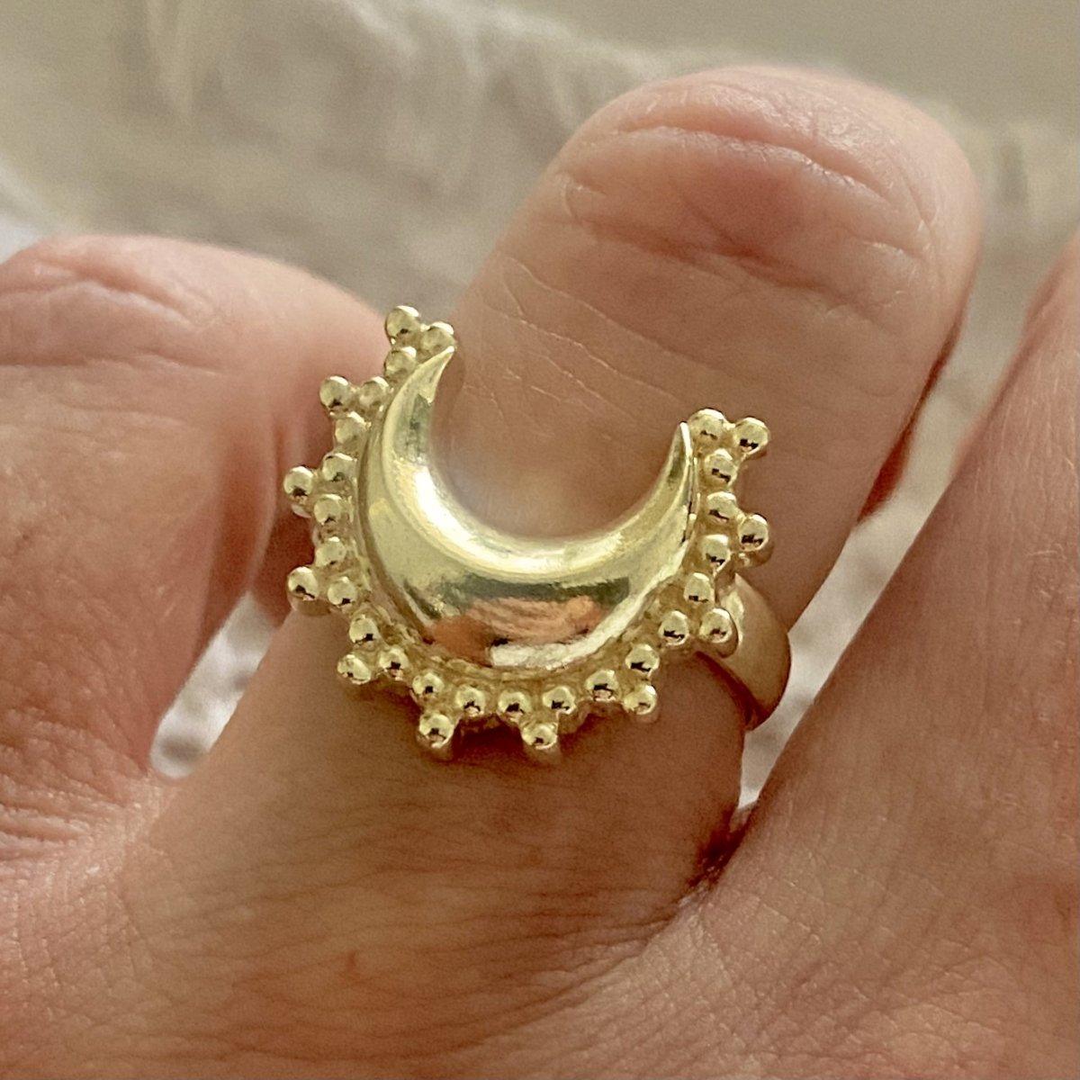 Laihas Prestige 'Tammie' Boho Crescent Moon Goddess Ring - 14K Gold Plated Hippie Jewelry for Women | Perfect for Music Festivals, Beach Parties & Boho Fashion
