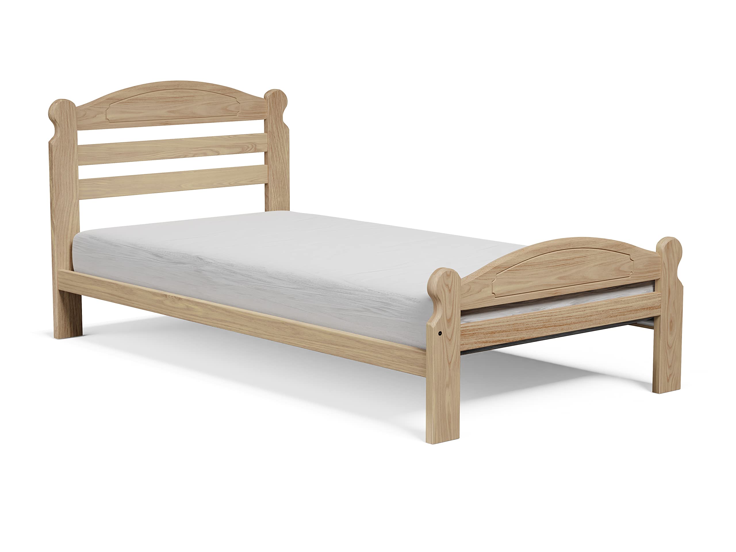 Solid Pine Twin Bed Frame - Unfinished Wooden Bed with Slats for Boys & Girls | Easy Assembly Kids Bedroom Furniture | Perfect for Guest Rooms, Dormitories & Children's Bedrooms