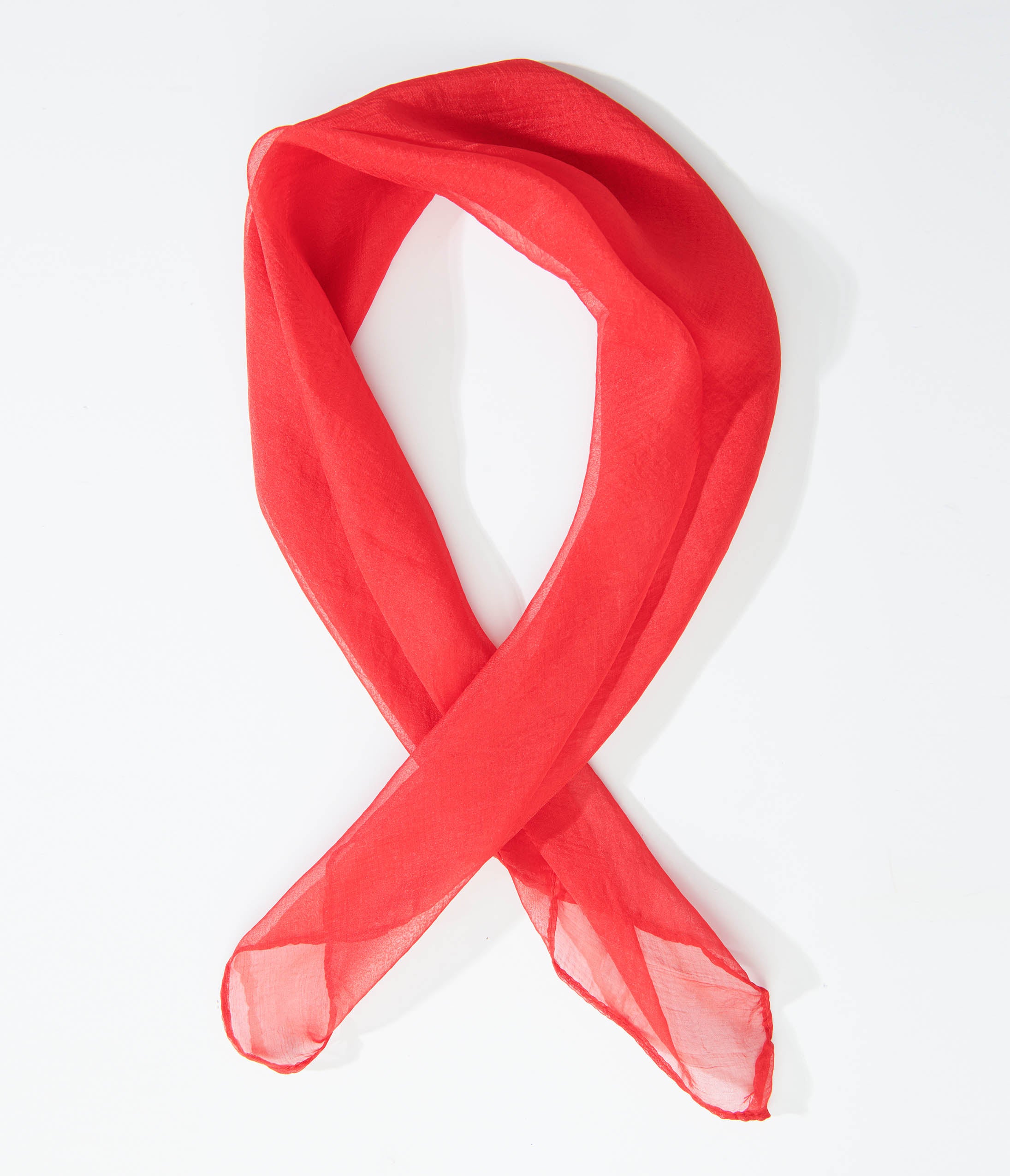Vintage 1950s Red Chiffon Hair Scarf - Retro Silk Head Wrap for Women - Perfect for Pinup Style, Vintage Fashion & Special Occasions