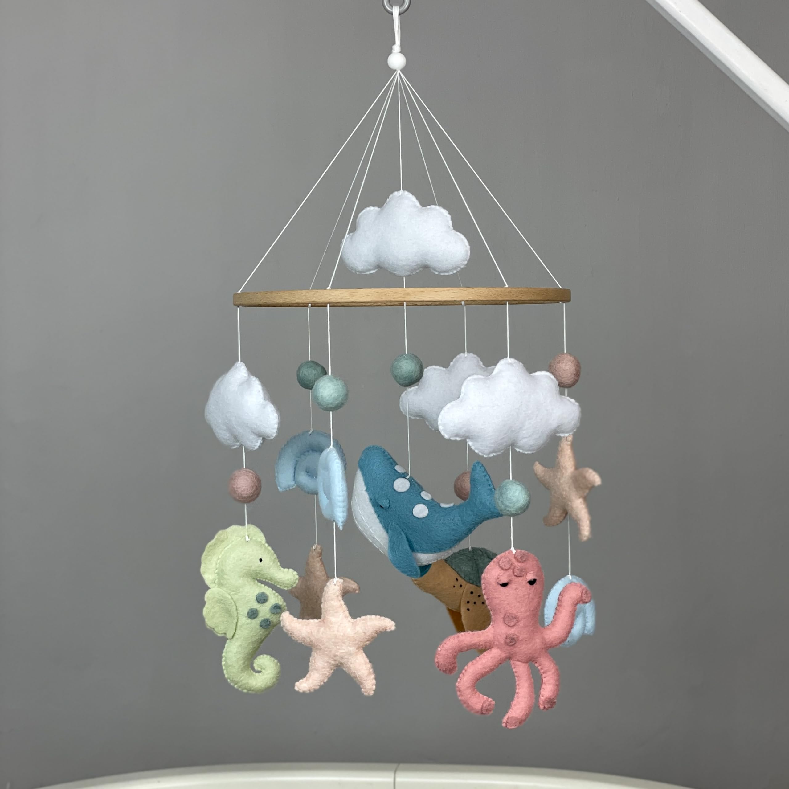 Ocean Crib Mobile for Baby Girls - Nautical Nursery Mobile with Felt Sea Animals - Under the Sea Theme Baby Shower Gift - Perfect for Coastal Nursery Decor & Newborn Gifts