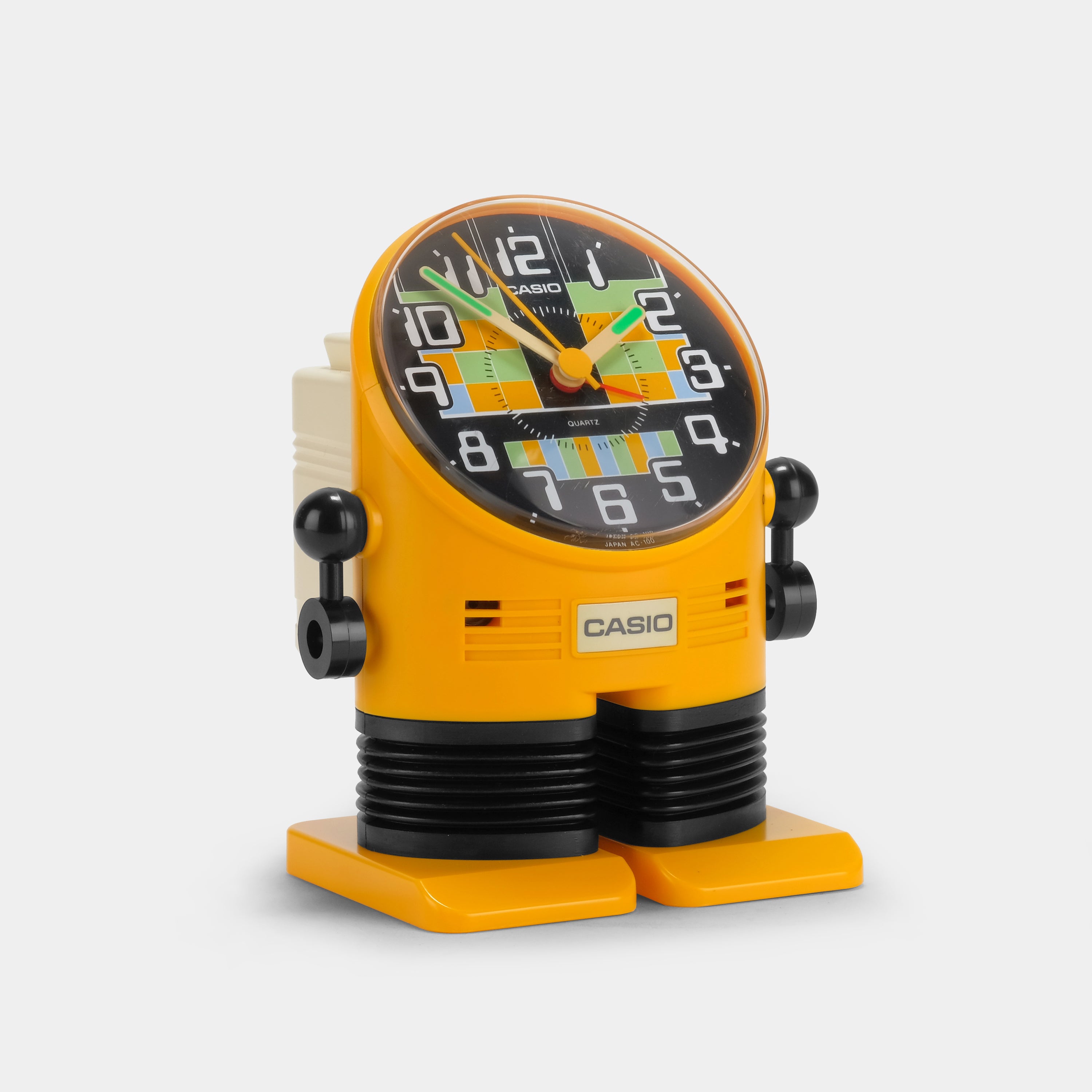 Casio AC-100 Yellow Digital Alarm Clock with Robot Design - Perfect for Kids' Bedrooms, Offices, and Collectors