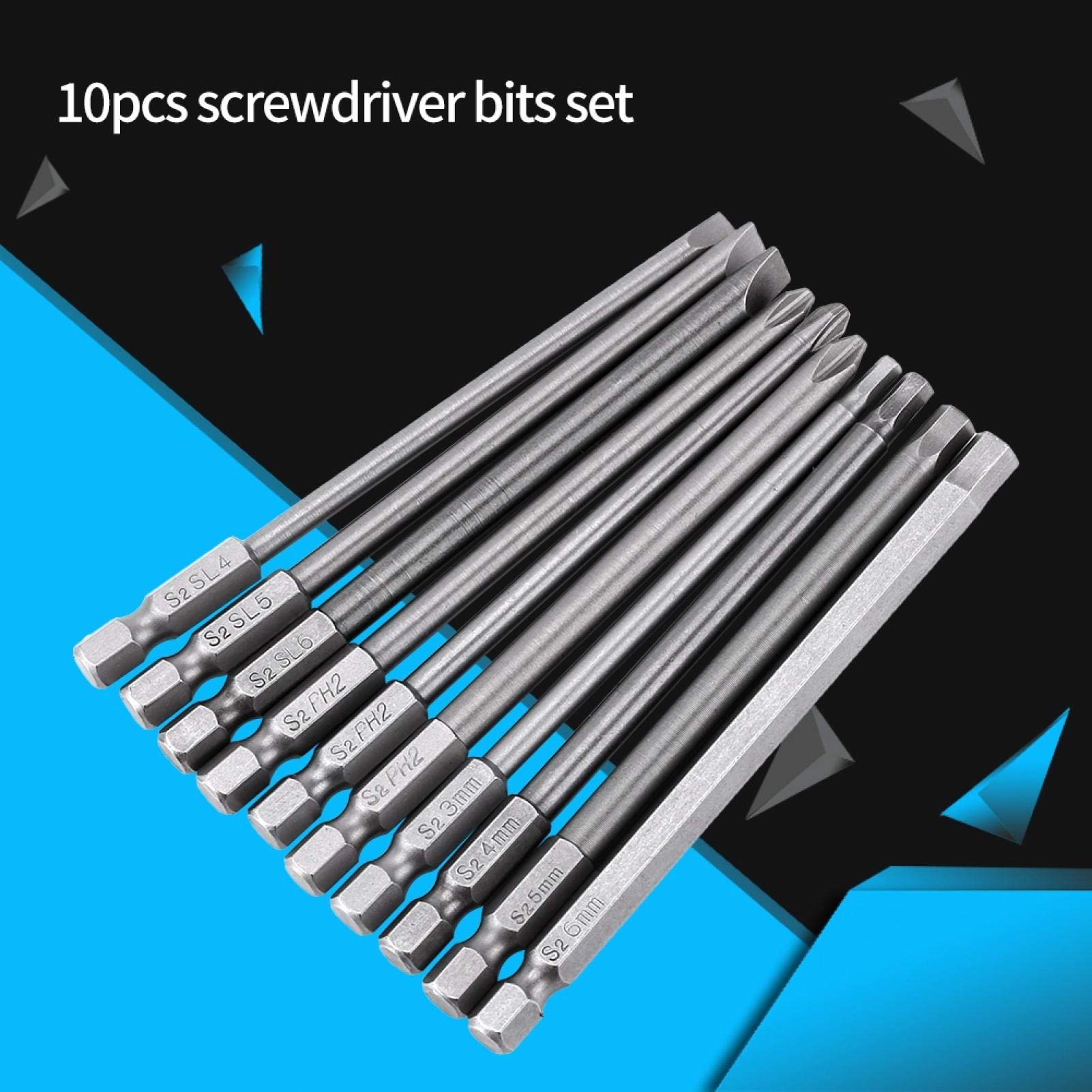10-Piece Alloy Steel Magnetic Screwdriver Bits Set - Compatible with Hand Screwdrivers, Electric Screwdrivers & Power Drills - Perfect for DIY Projects, Home Repairs and Professional Use