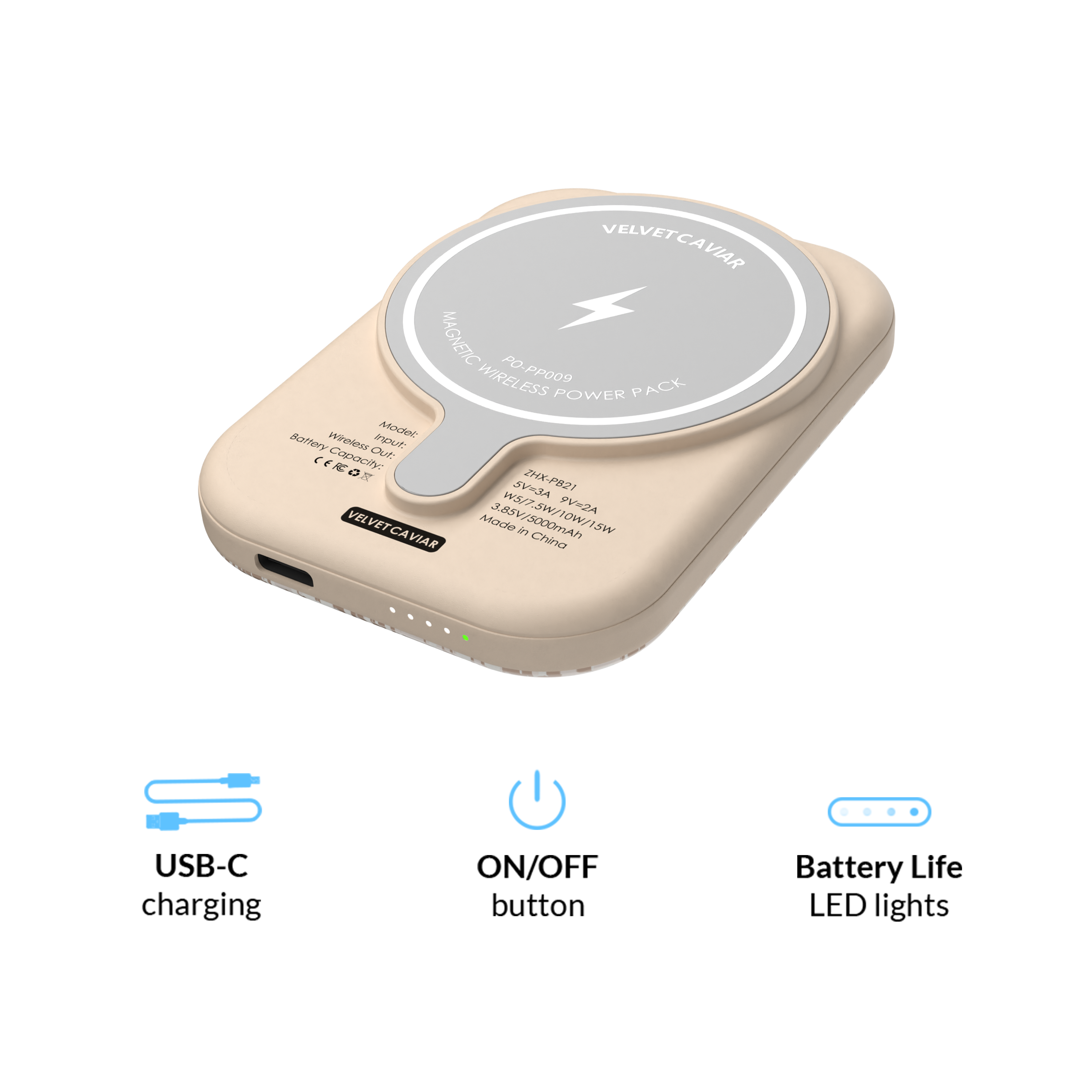 Nude Python MagSafe Battery Pack - 5000mAh Portable Charger for iPhone 12/13/14/15 | Fast Wireless Charging Power Bank | Perfect for Travel, Work & Outdoor Adventures