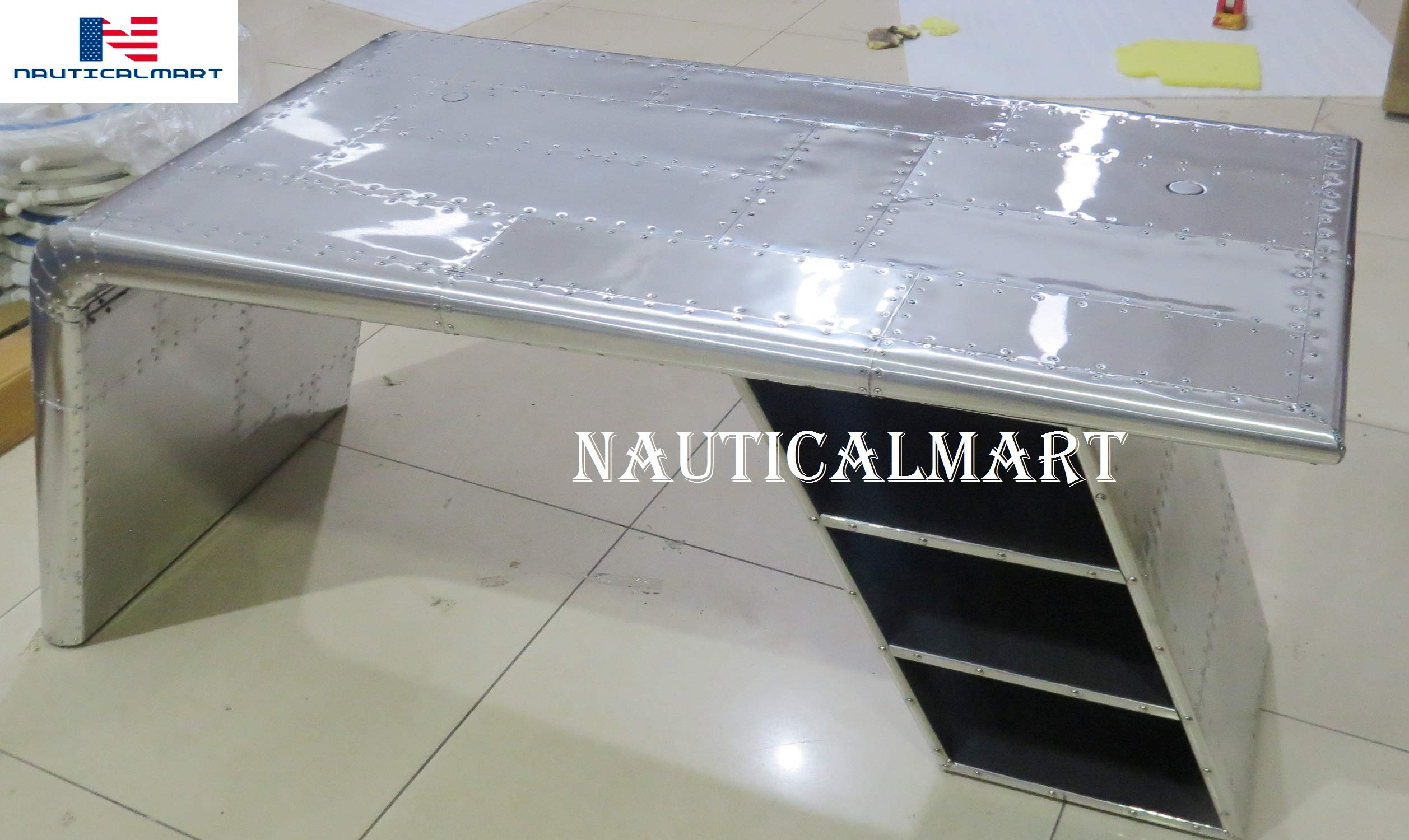 Handmade Aluminum Aviation Wing Desk - Nautical-Mart Aviator Themed Office Furniture for Home & Office Decor | Perfect for Pilots, Aviation Enthusiasts & Unique Workspace Design