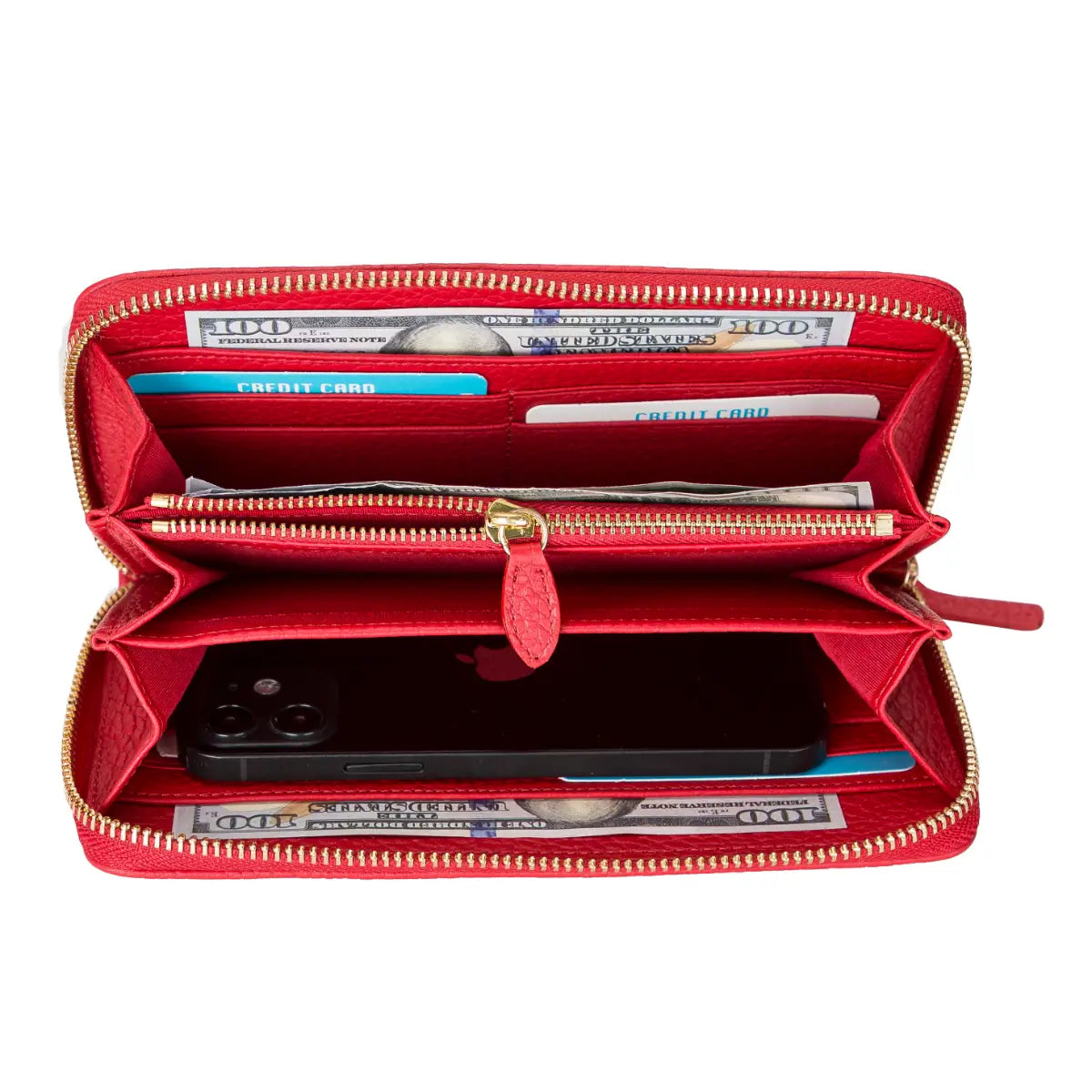 Premium Red Leather Women's Wallet - RFID Blocking, Slim & Stylish for Everyday Use, Travel & Gifts