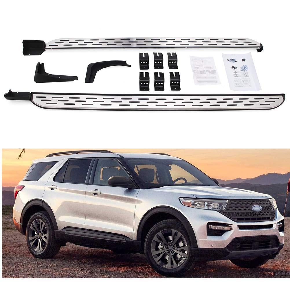 2020-2025 Ford Explorer Aluminum Running Boards - Heavy Duty Side Steps Nerf Bars with Anti-Slip Surface for Enhanced Safety & Style | Perfect for Off-Roading, Daily Commute & Truck Customization