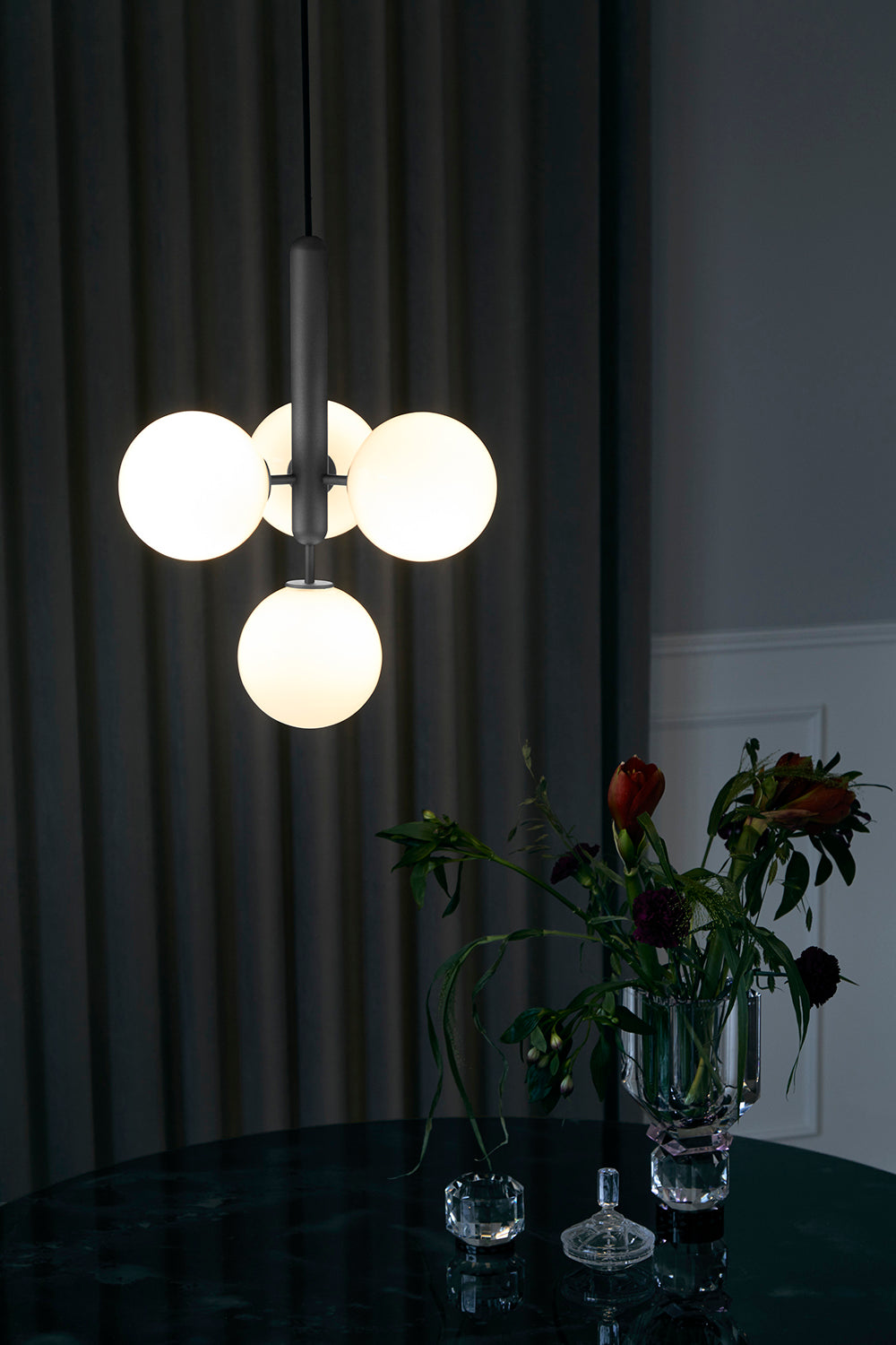 Elysian Glow Pendant Swag Light - Modern Adjustable Hanging Chandelier for Bedroom, Living Room & Dining Room Decor | Dimmable LED Lighting Fixture for Home & Office