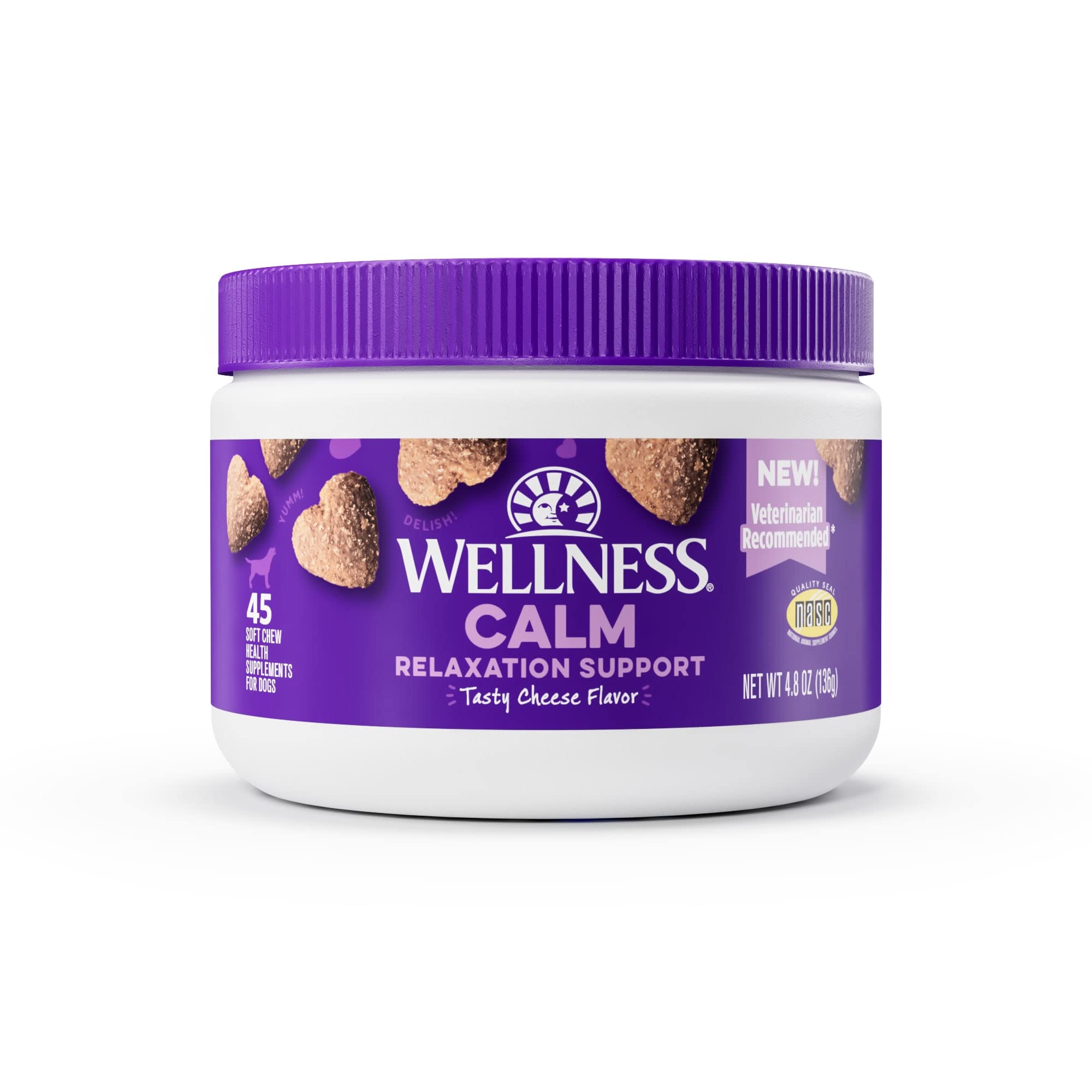 Premium Wellness Tasty Cheese Flavored Soft Chews - Calming Anxiety Supplements for Dogs with Natural Ingredients (45 Count) - Perfect for Travel, Vet Visits & Storm Anxiety Relief
