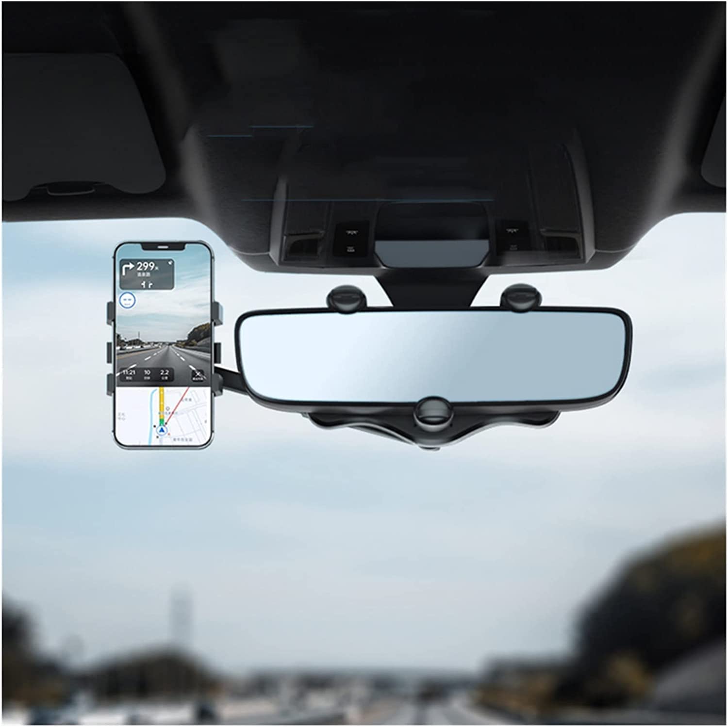 Elemenix 360° Rotatable & Retractable Car Phone Mount Holder - Adjustable GPS Phone Stand for Dashboard & Rearview Mirror | Perfect for Hands-Free Navigation, Driving Safety & Road Trips