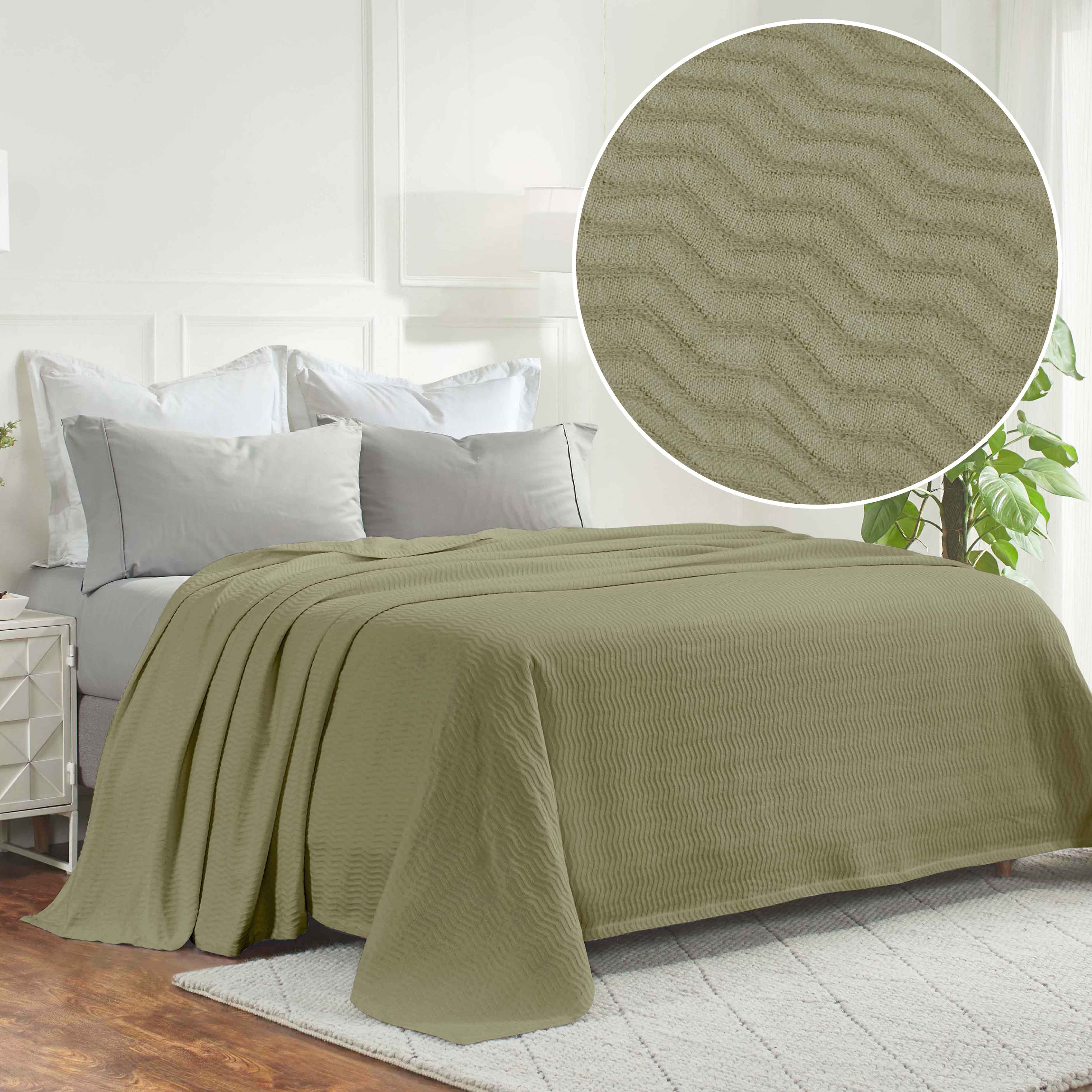 Jena Cotton Textured Chevron Lightweight Woven Blanket - Soft & Breathable Throw for Sofa, Bed & Outdoor Use - Cozy Home Decor & Picnic Essential