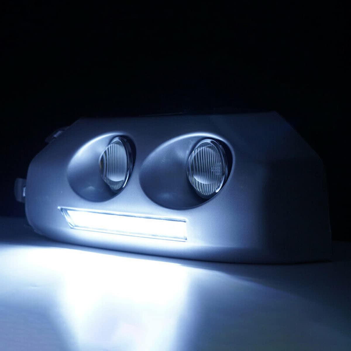 2007-2014 Toyota FJ Cruiser Front Bumper LED Fog Lights with DRL Daytime Running Strip - Chrome Bezel Replacement Kit (Includes Bulbs & Wiring Harness) - Perfect for Off-Roading, Night Driving & Enhanced Visibility