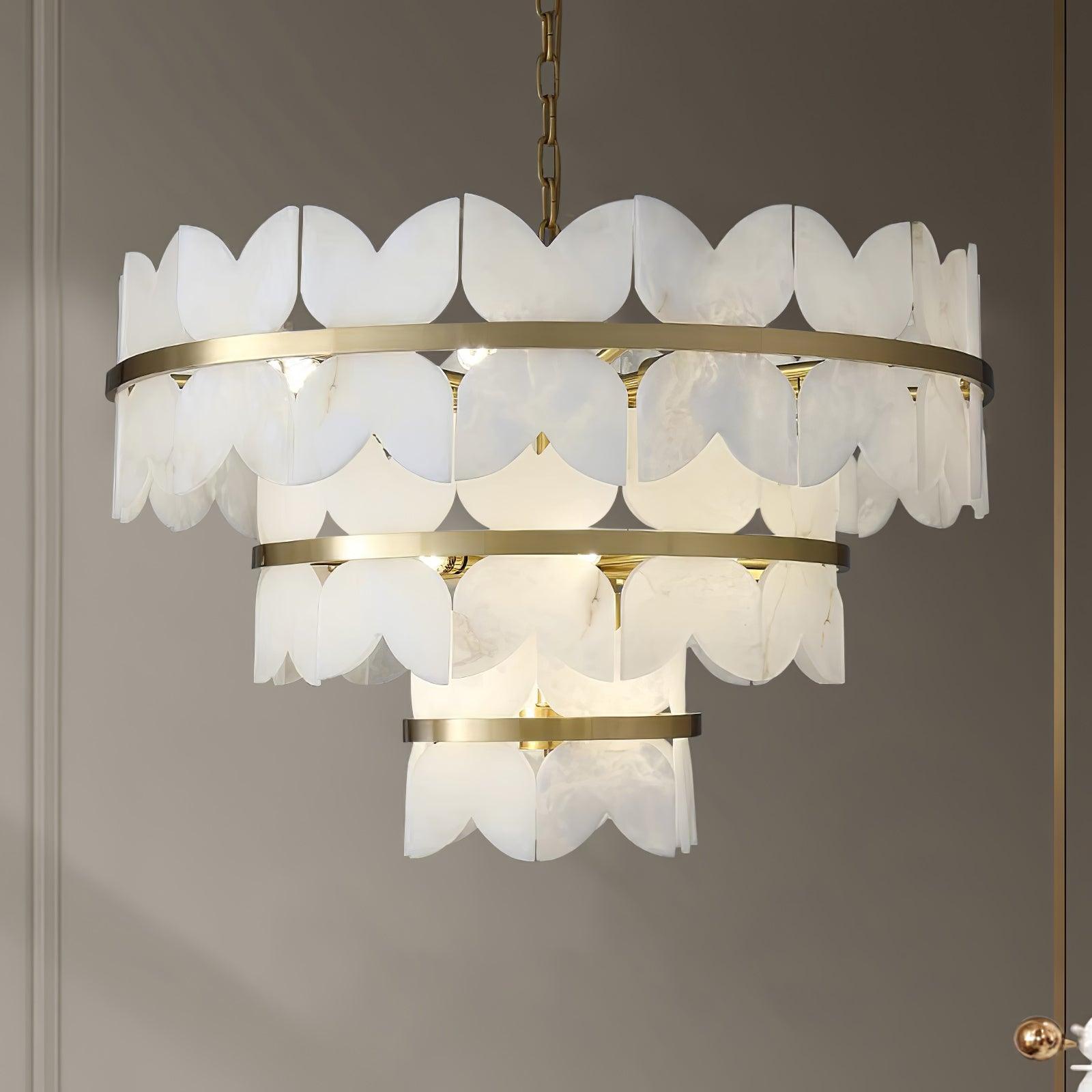 Elegant Alabaster Cloudscape Chandelier - Modern Crystal Ceiling Light Fixture for Dining Room, Bedroom & Living Room Decor