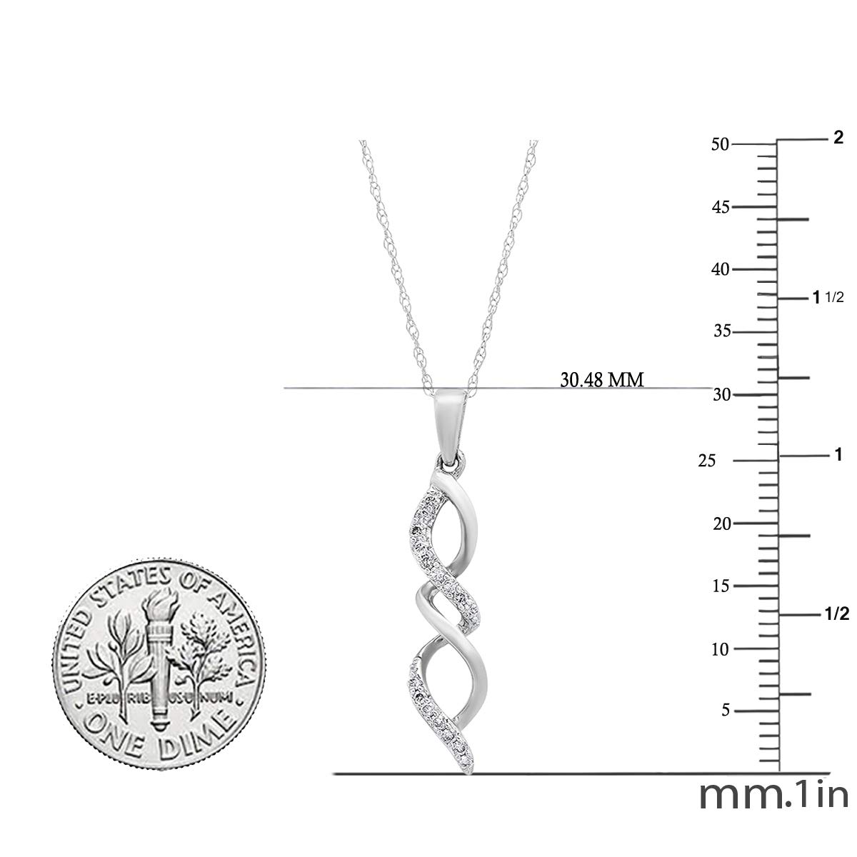 0.1 Carat Round White Diamond Women's Infinity Swirl Pendant Necklace - 14K Gold Chain Included - Elegant Gift for Anniversary, Valentine's Day & Special Occasions