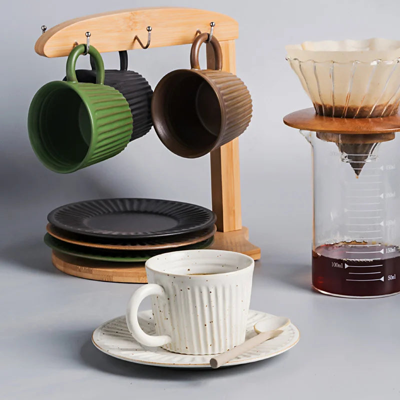 Premium Ridgeway Artisan Ceramic Coffee Cup & Saucer Set - Handcrafted Porcelain Tea Cup for Espresso, Latte & Cappuccino - Perfect for Home, Office & Cafe Use