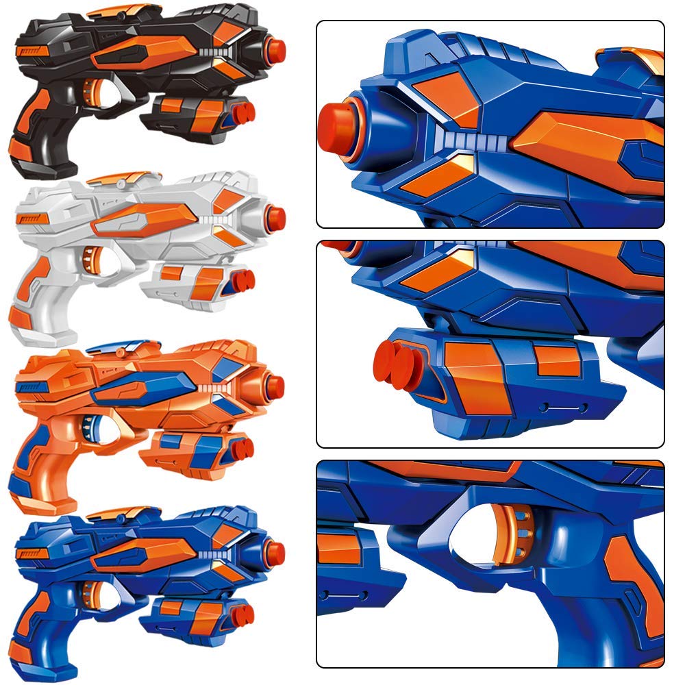 POKONBOY 4 Pack Blaster Guns - Compatible with Nerf Guns & Bullets, Foam Dart Toy Guns for Boys & Girls Ages 6+ (Includes 80 Refill Darts) - Perfect for Birthday, Christmas Gifts & Outdoor Nerf Battles