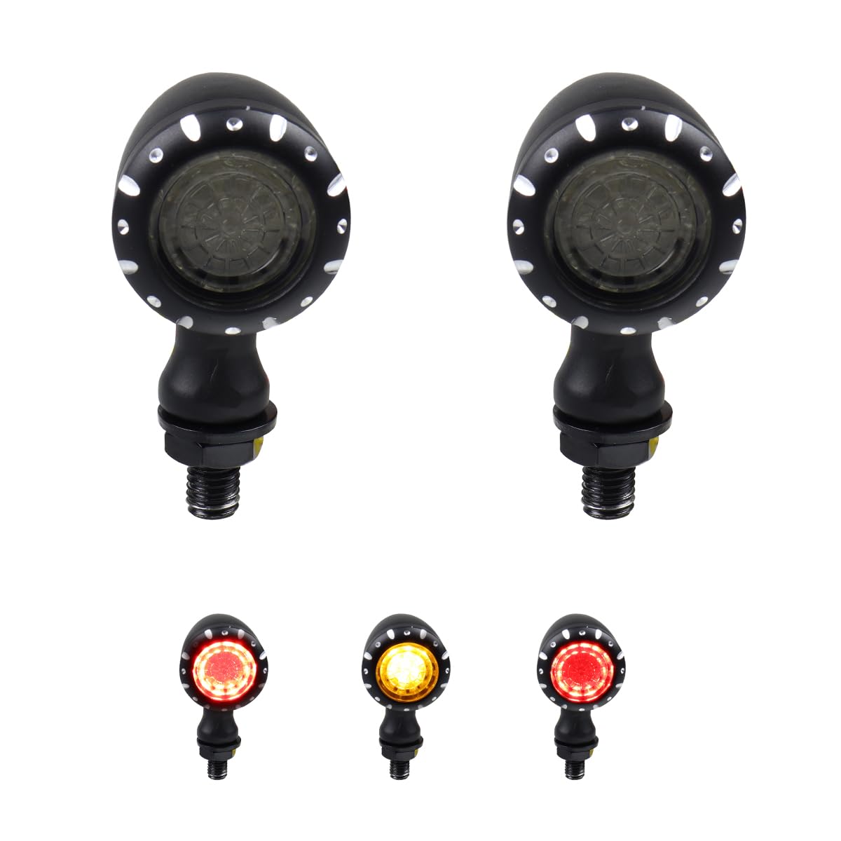 Universal Motorcycle LED Tail Lights - Rear Turn Signals & Brake Lights for Harley, Kawasaki, Honda, Suzuki, Yamaha - Waterproof Running Lights for Night Riding Safety