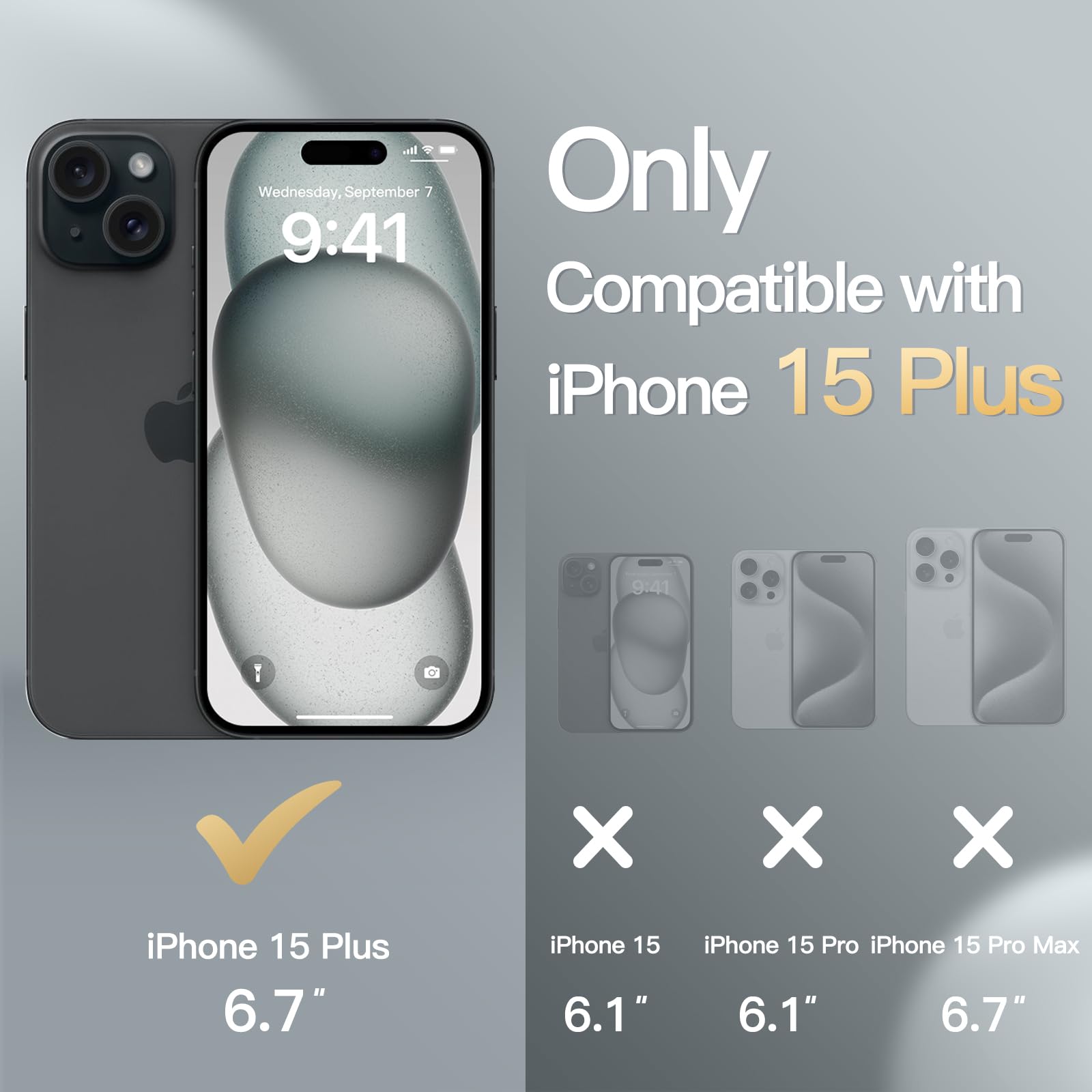 JETech Ultra-Thin Slim Case for iPhone 15 Plus 6.7-Inch - Matte Finish Minimalist Protective Cover with Full Camera Lens Protection (Black) | Perfect for Everyday Use, Work & Travel