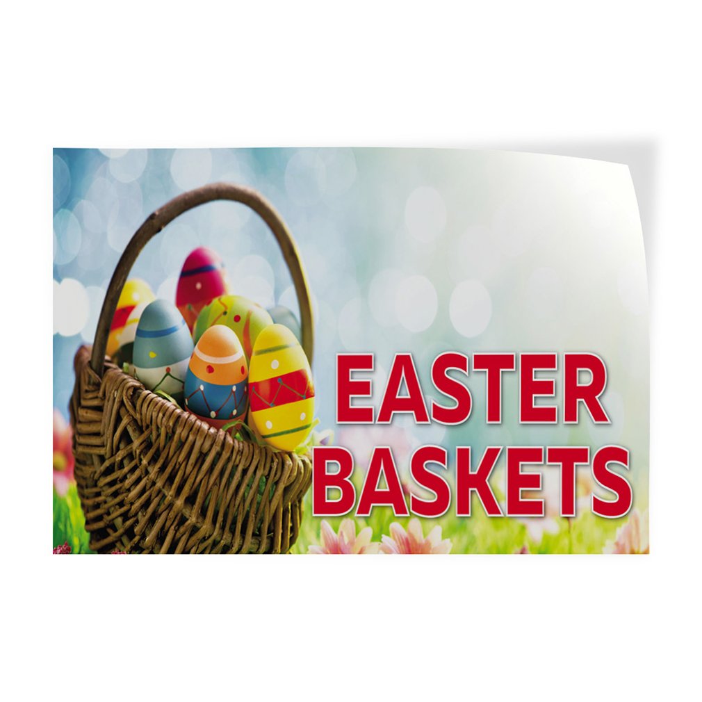 Easter Basket Decal Stickers - 10x7 Inches Vinyl Safety Sign Labels for Holidays & Events - Durable Industrial Vinyl for Advertising, Printing & Home Decor