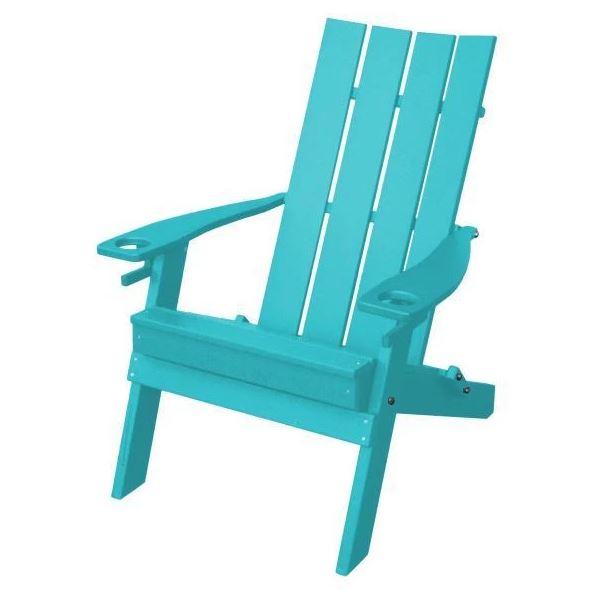 A & L Furniture Poly Hampton Folding Adirondack Chair with 2 Cup Holders - Outdoor Patio, Garden, Poolside, and Beach Relaxation