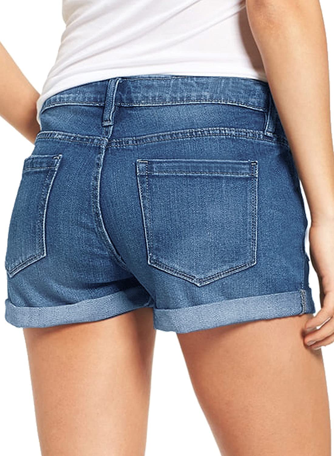 LookbookStore Women's High Waisted Distressed Denim Shorts - Ripped Rolled Hem Jeans for Summer Casual Outfits & Streetwear Fashion
