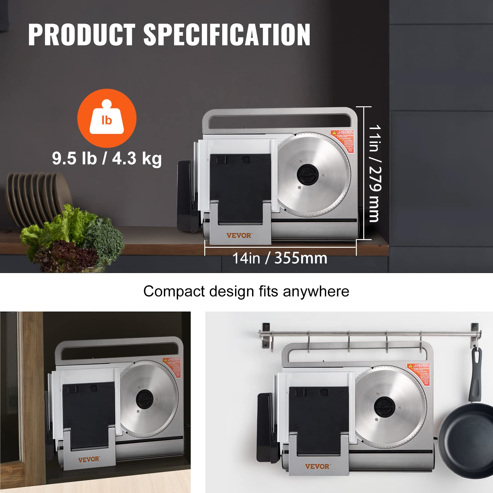 VEVOR 45W Electric Deli Slicer - 7.5