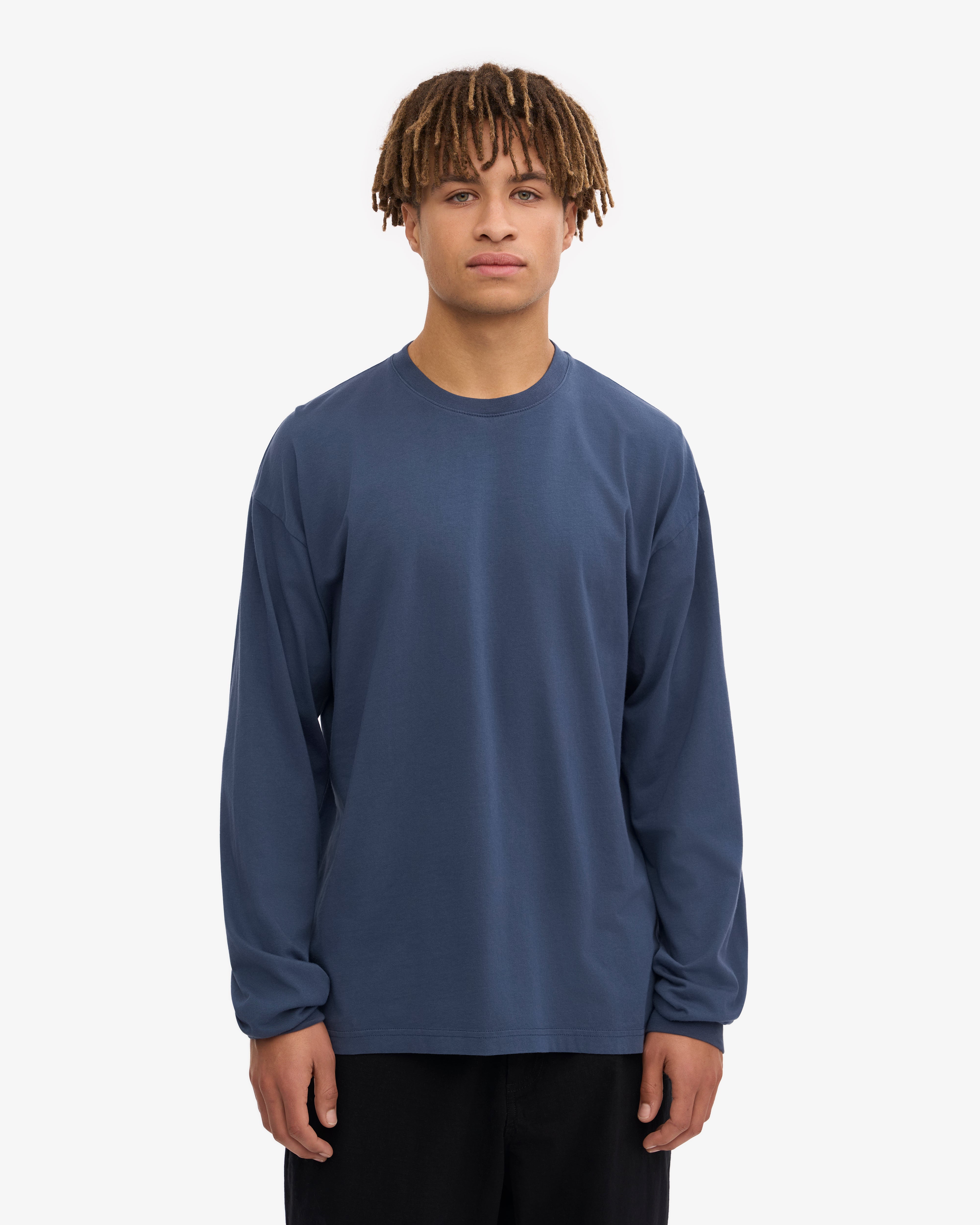 Organic Oversized Long Sleeve T-Shirt for Women - Petrol Blue - Soft Cotton Comfort Fit - Perfect for Casual Wear, Layering & Street Style Fashion
