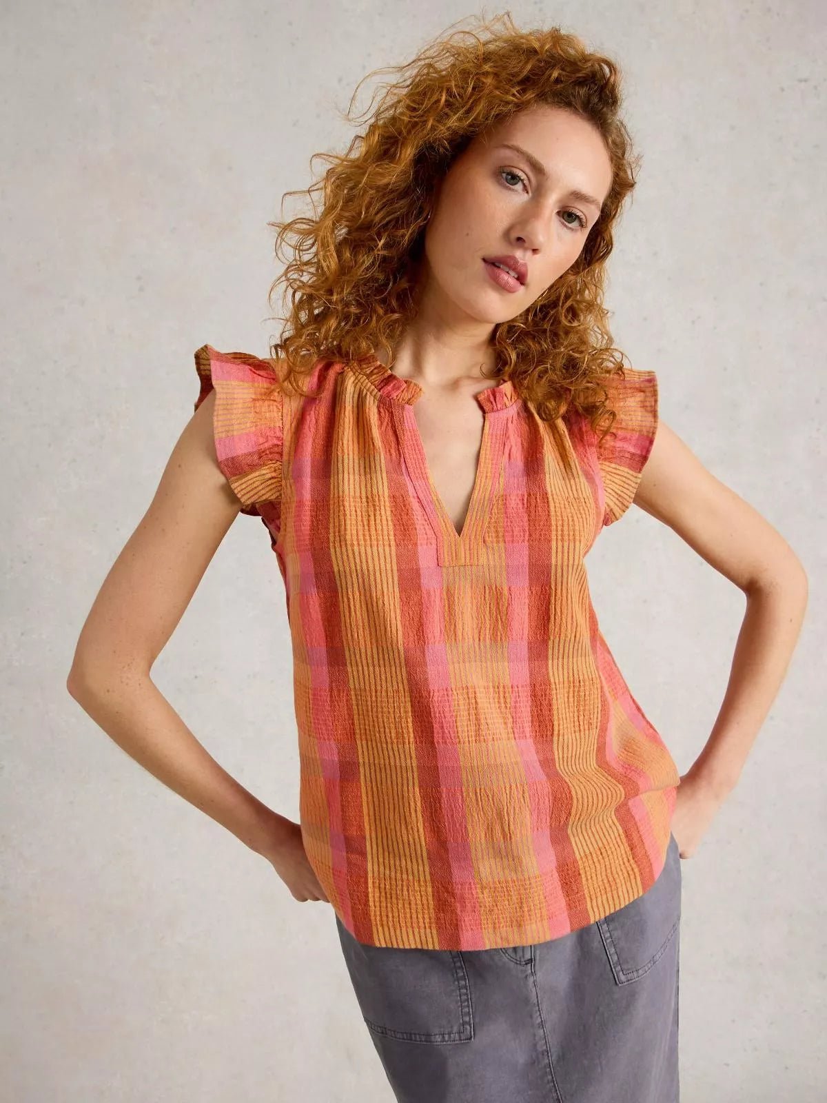 Rosie Pink Check Top for Women - Stylish Floral Print Blouse for Casual Wear & Office Outfits | Perfect for Spring & Summer Fashion