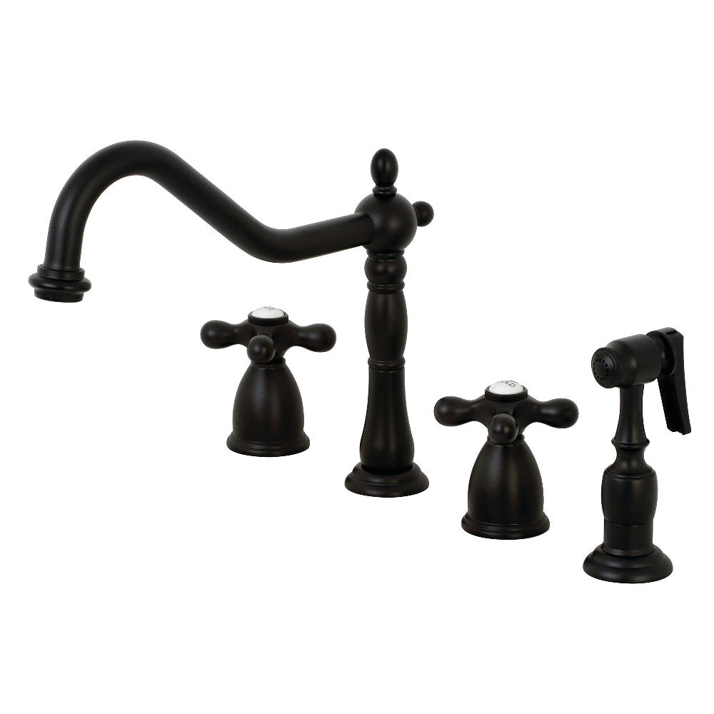 Kingston Brass KB1793AXBS Widespread Kitchen Faucet - High Arc Pull-Down Sprayer, Oil Rubbed Bronze Finish, 3-Hole Installation - Perfect for Modern Kitchens & Farmhouse Sinks