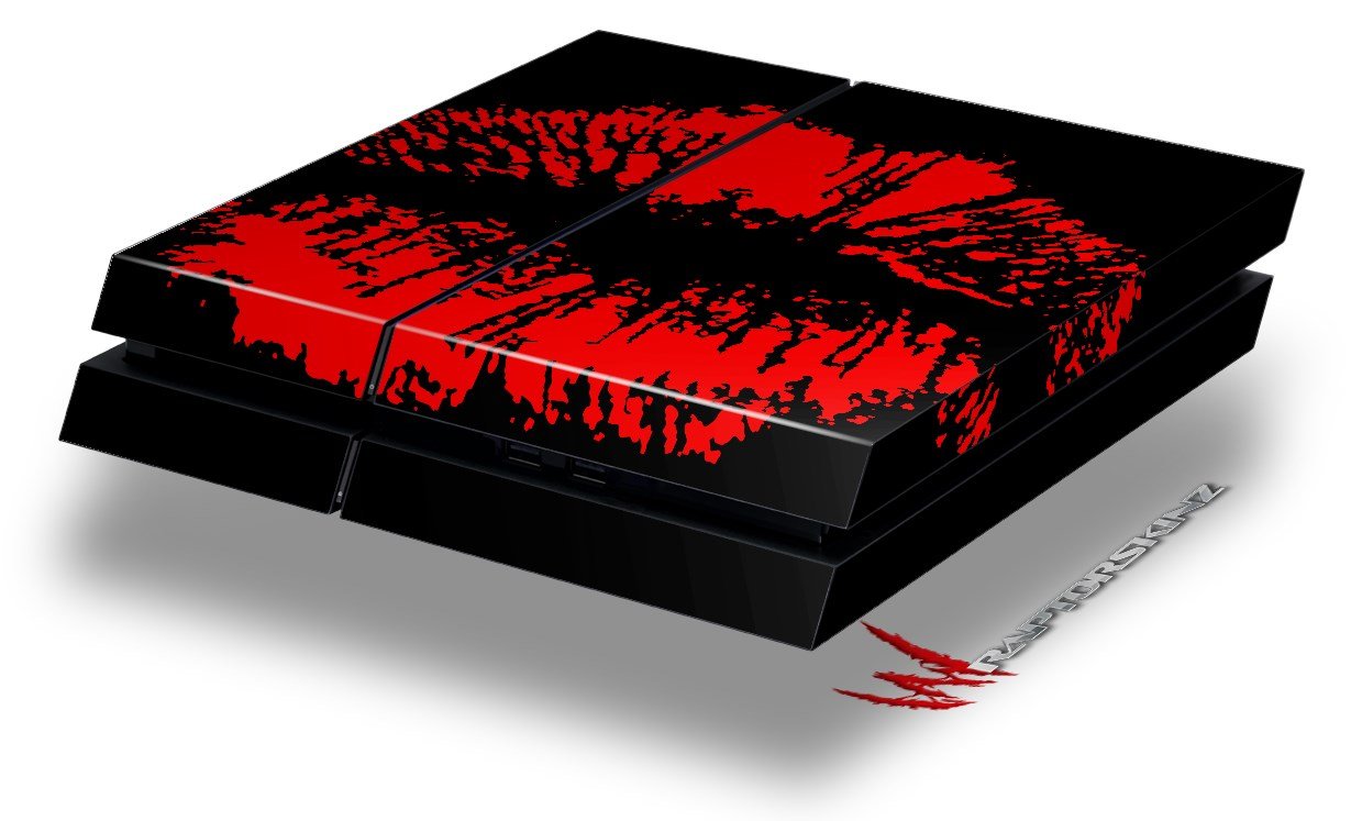 Big Kiss Lips Red on Black Decal Skin for Original PS4 Gaming Console - Perfect for Customizing and Personalizing Your PlayStation 4