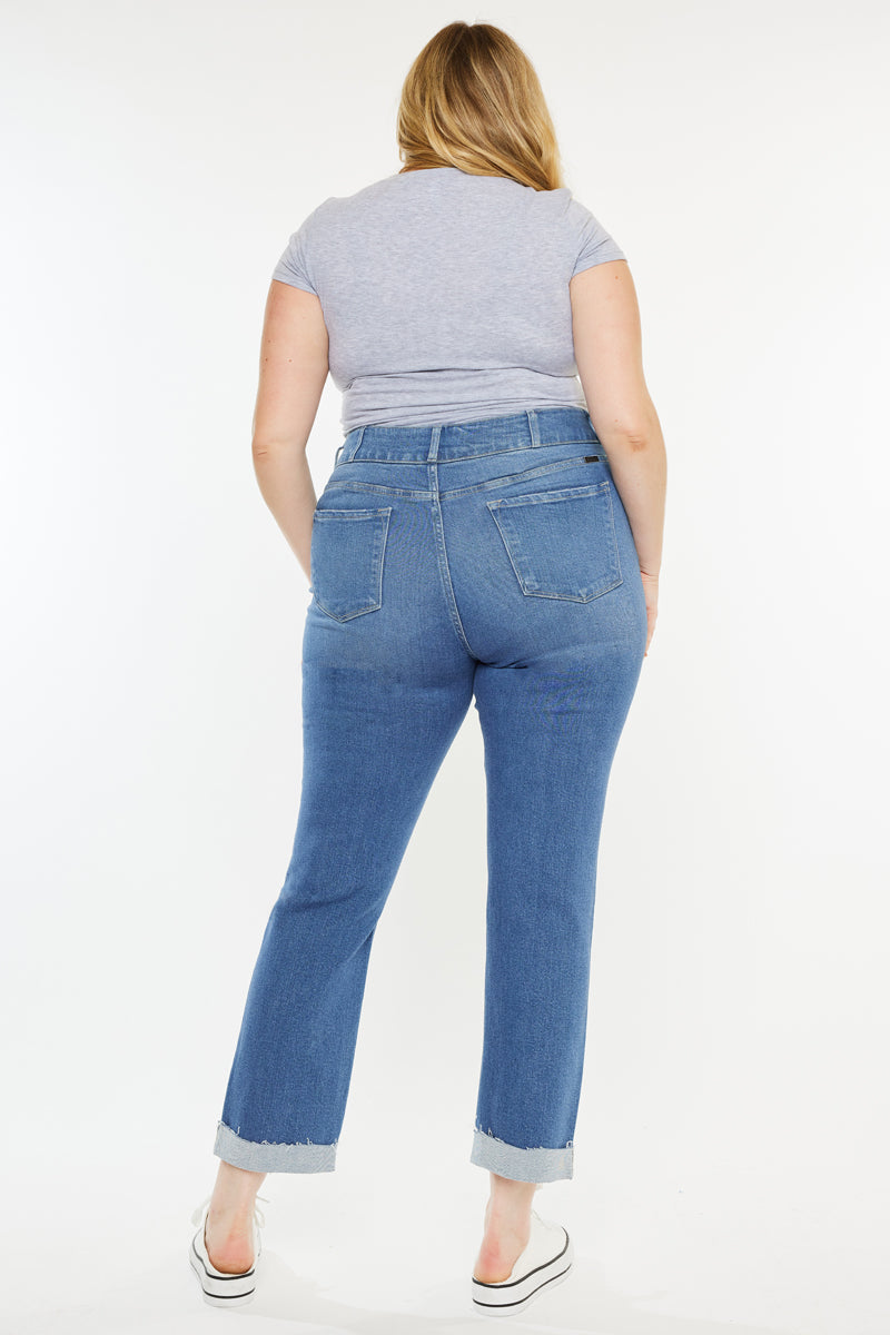 Esme Essentials High Rise Slim Straight Leg Jeans for Women - Plus Size Denim Pants with Stretch Comfort - Perfect for Casual Wear, Office & Date Nights