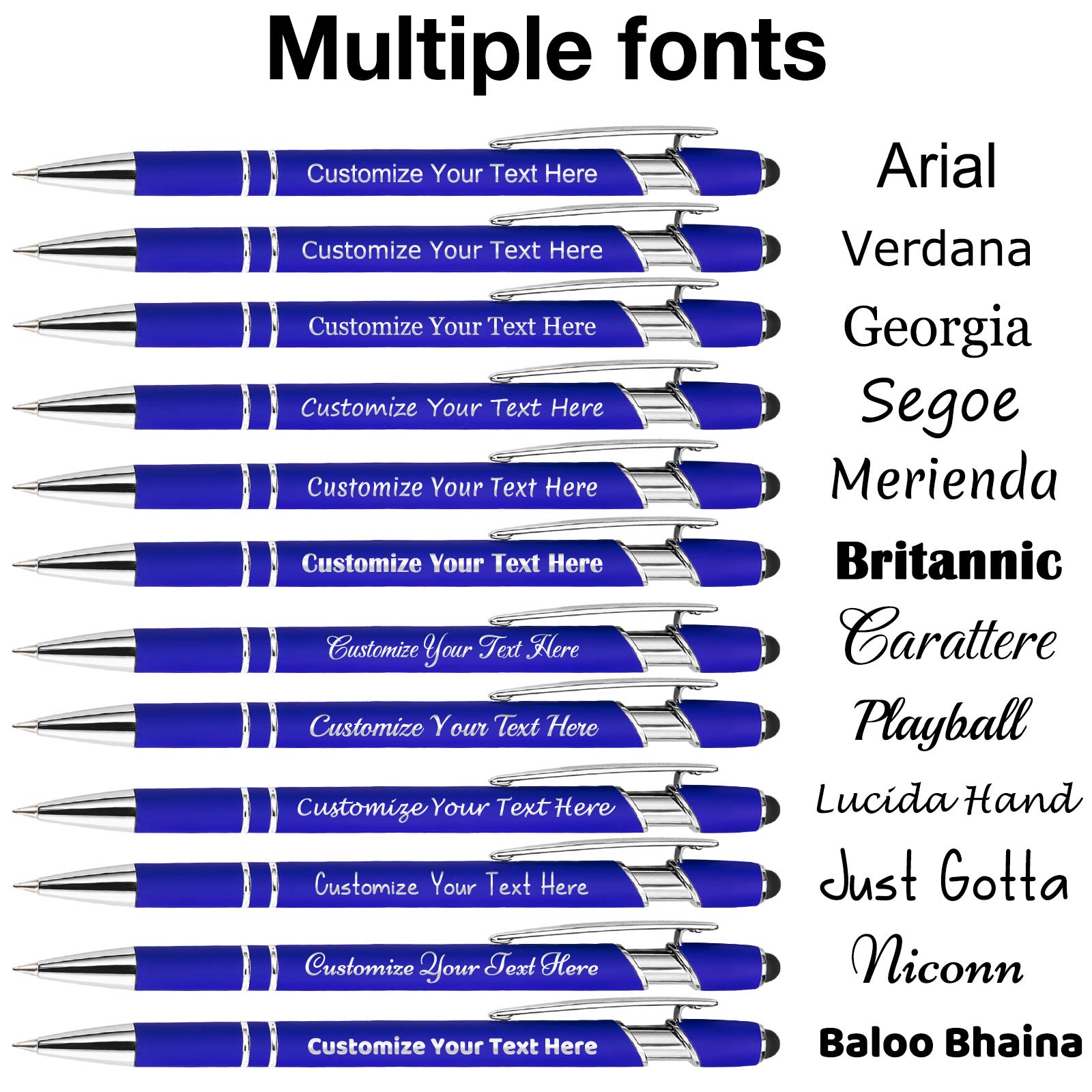 Custom Engraved Ballpoint Pens Bulk 200 Pack with Stylus Tip - Personalized Name/Message - Medium Point Black Ink - Ideal for Office, Birthday & Graduation Gifts for Men & Women - Perfect for Corporate Events, School Supplies & Promotional Giveaways
