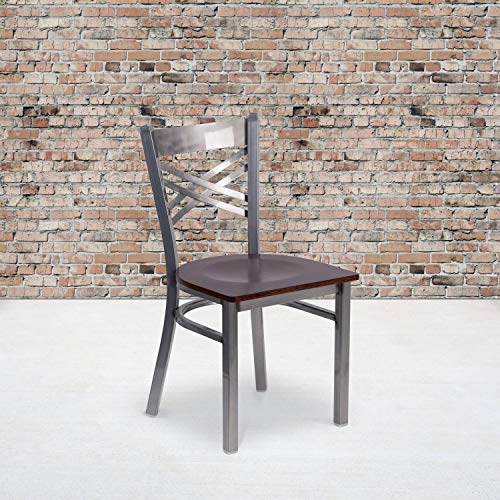 Walnut Wood Seat/Clear Coated Metal Frame