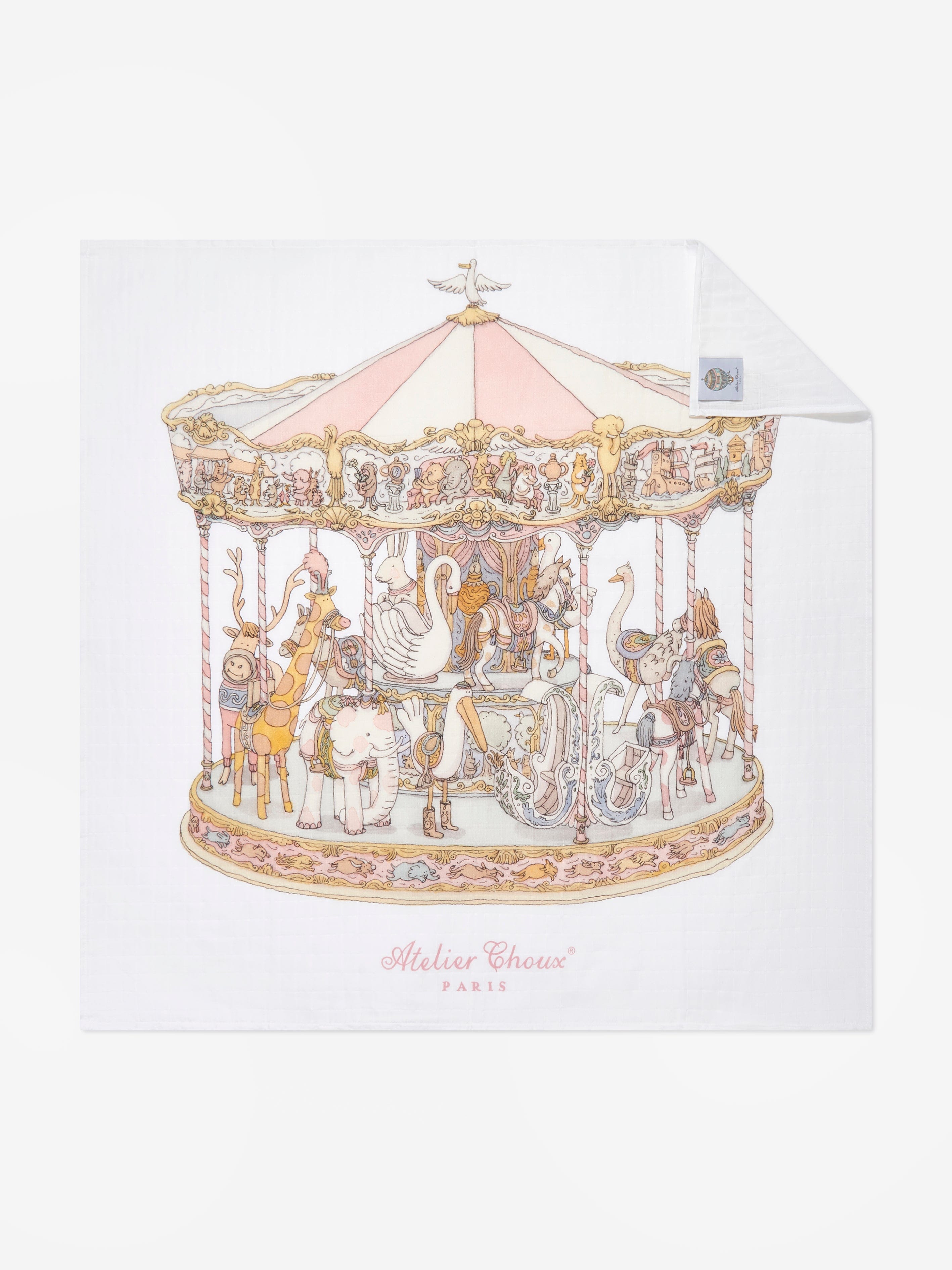 Atelier Choux Pink Carousel Baby Gift Set for Girls - Perfect for Newborns, Baby Showers & Special Occasions
