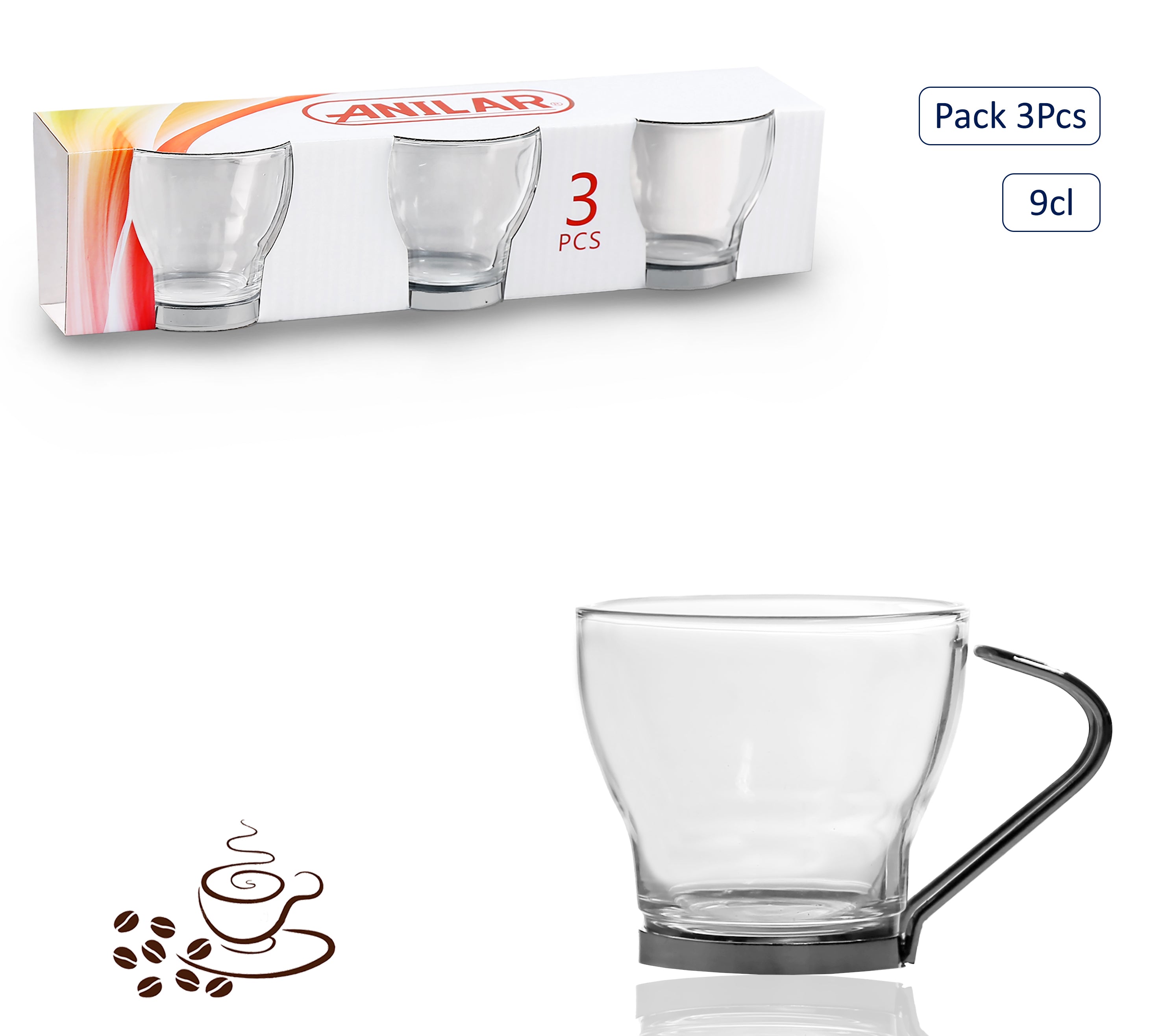 Elegant 3-Piece Small Tea Cup Set with Silver Handle - Perfect for Afternoon Tea, Gifts, and Home Decor