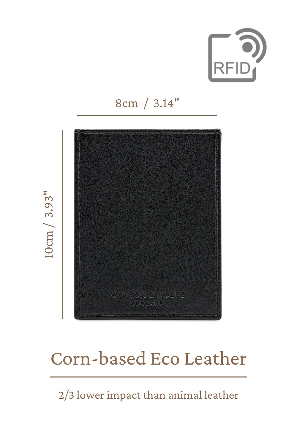 WATSON & WOLFE Vegan RFID Blocking Card Wallet - Slim Minimalist Design for Men & Women | Ethical Handmade Non-Leather Card Holder for Everyday Use, Travel & Business