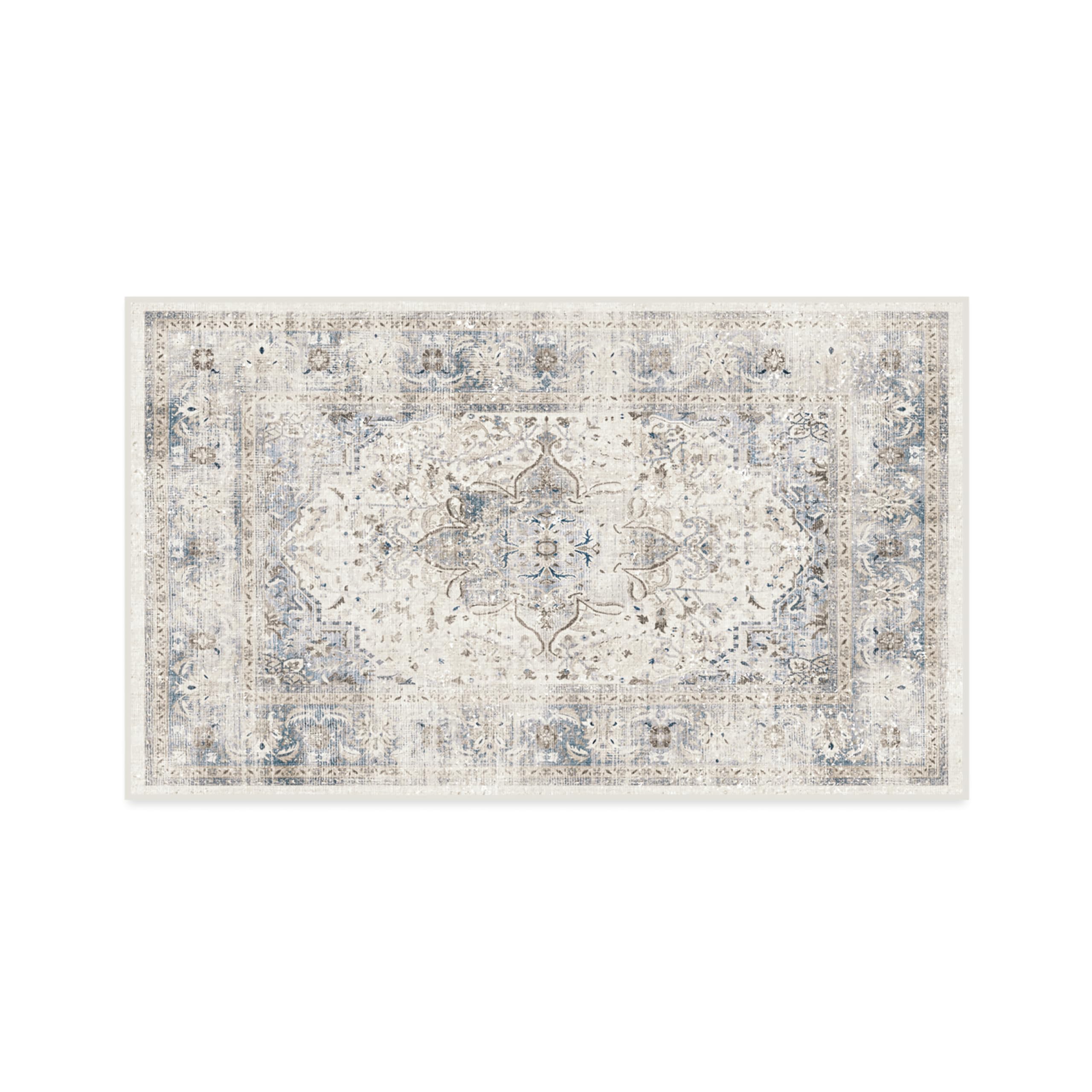 Ruggable Washable 3x5 Area Rug - Sarrah Blue Quartz | Non-Slip Premium Rug for Living Room, Bedroom, Kitchen, Office & Classroom | Perfect for High-Traffic Areas & Pet-Friendly Homes