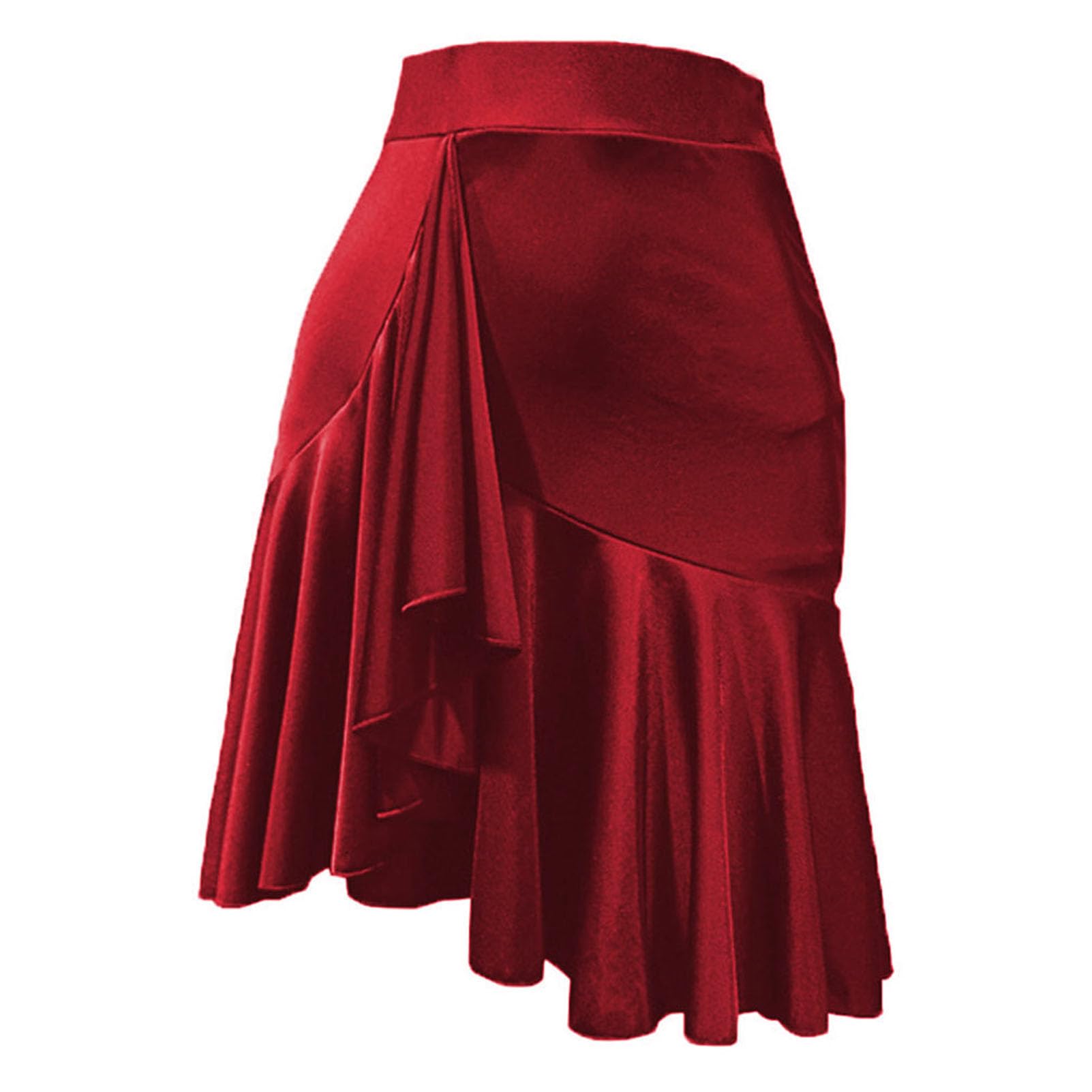 Women's Black Asymmetrical Latin Dance Skirt with Built-in Shorts - Flowy Ballet Flamenco Salsa Performance Skirt for Dance Competitions & Practice