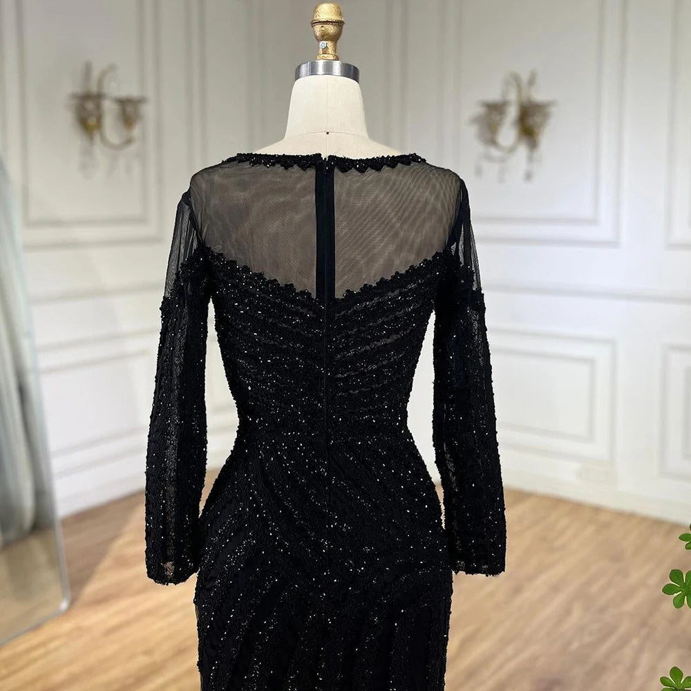 Elegant Black Mermaid Evening Gown with Purple Accents - Luxury Dubai Arabic Style Women's Party Dress LA72656 | Perfect for Formal Events, Galas & Special Occasions