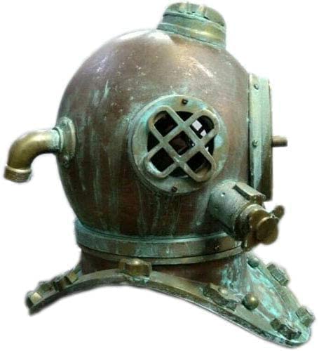 Vintage Rare Antique Diving Helmet - Mark V Divers Heavy Brass Deep Sea Helmet for Professional Scuba Diving, Anchor Engineering & Maritime Museum Display