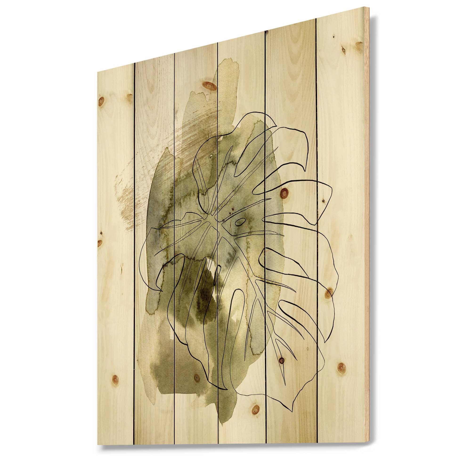 Tropical Monstera Leaf Wood Wall Art - Pine Decor for Living Room