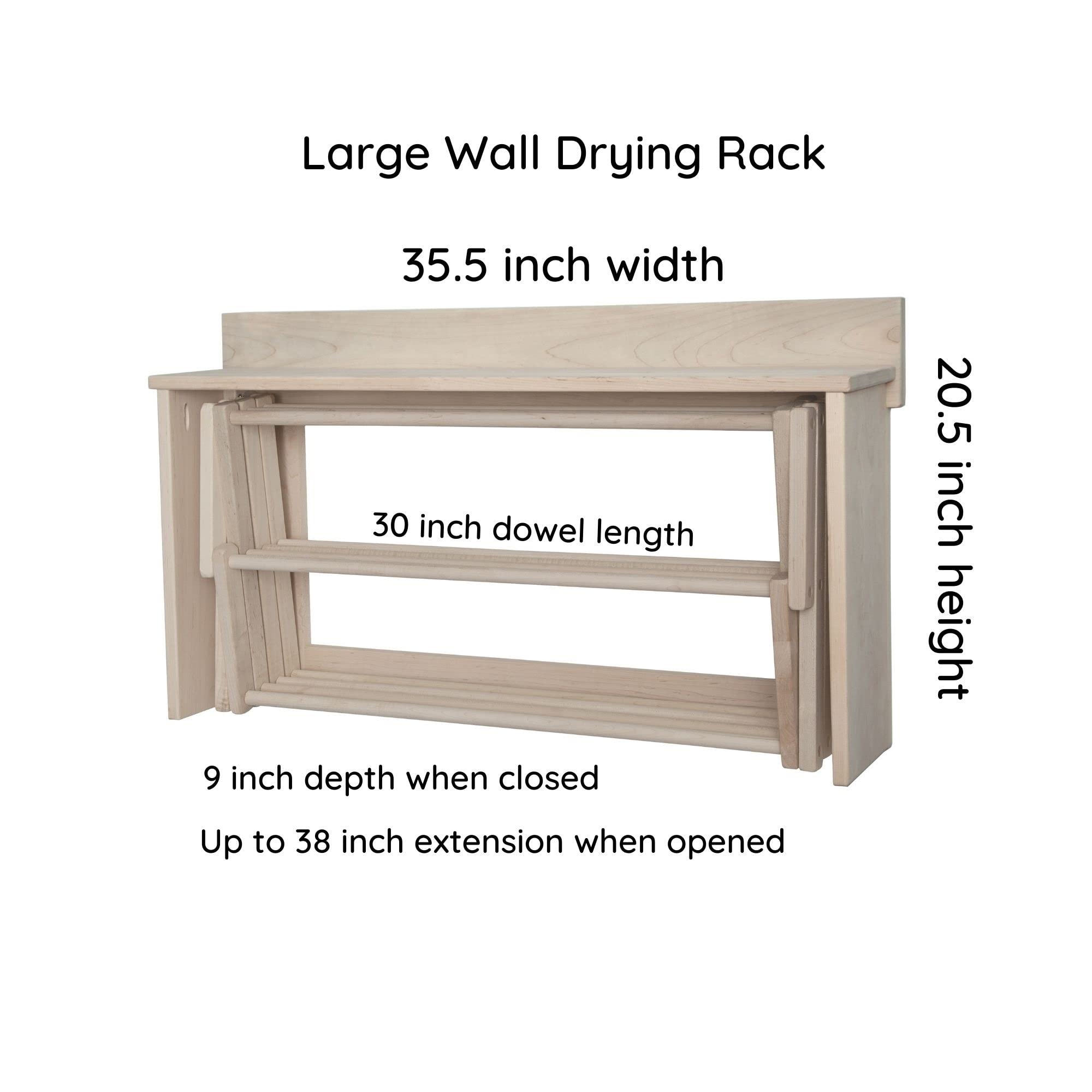 Space-Saving Wall Mounted Clothes Drying Rack - Rustic Wooden Laundry Airer for Towels & Garments | Farmhouse Style Indoor Clothes Horse | Perfect for Small Apartments, Bathrooms & Laundry Rooms