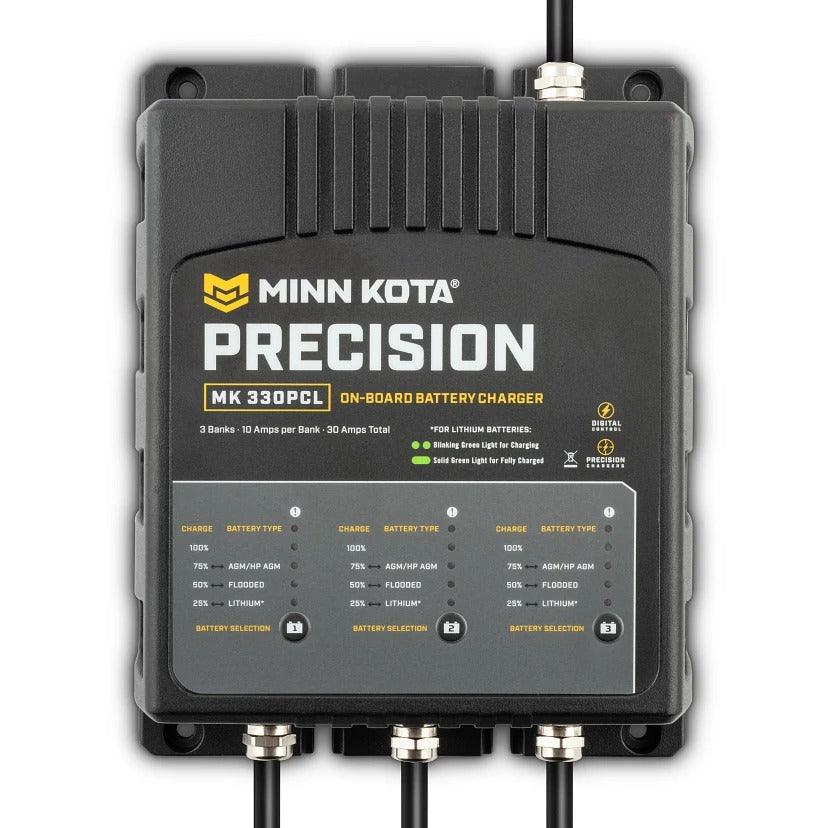 Minn Kota MK 330 PCL 3 Bank Precision On Board Marine Battery Charger - Fast Charging for Boats, Trolling Motors & Watercraft Accessories